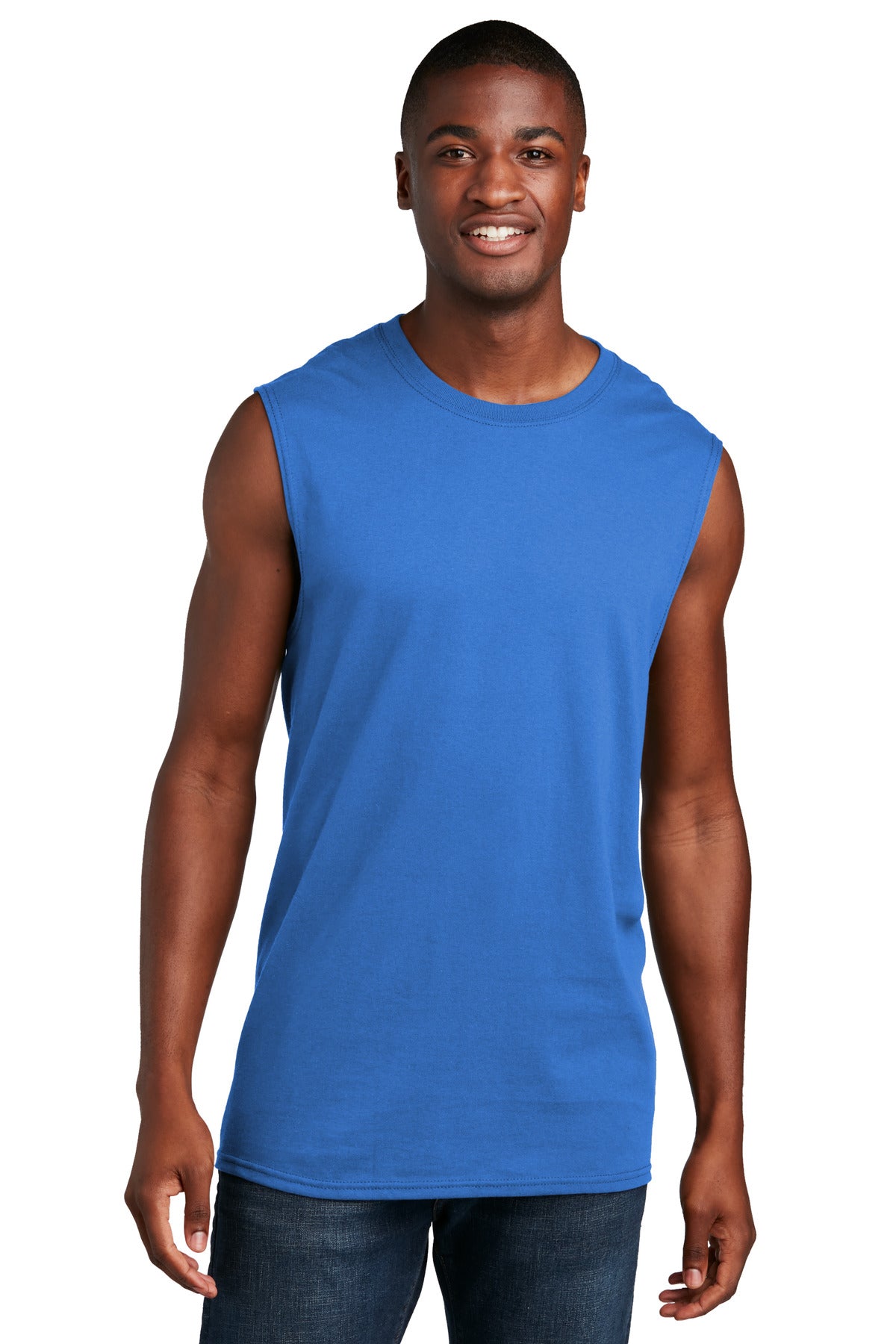 Port & Co Core Cotton Sleeveless Tee. PC54SL - Royal - front