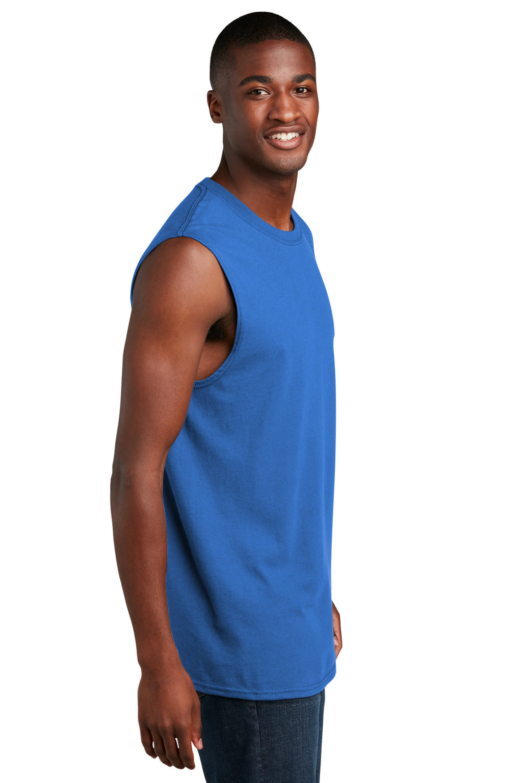 Port & Co Core Cotton Sleeveless Tee. PC54SL - Royal - side