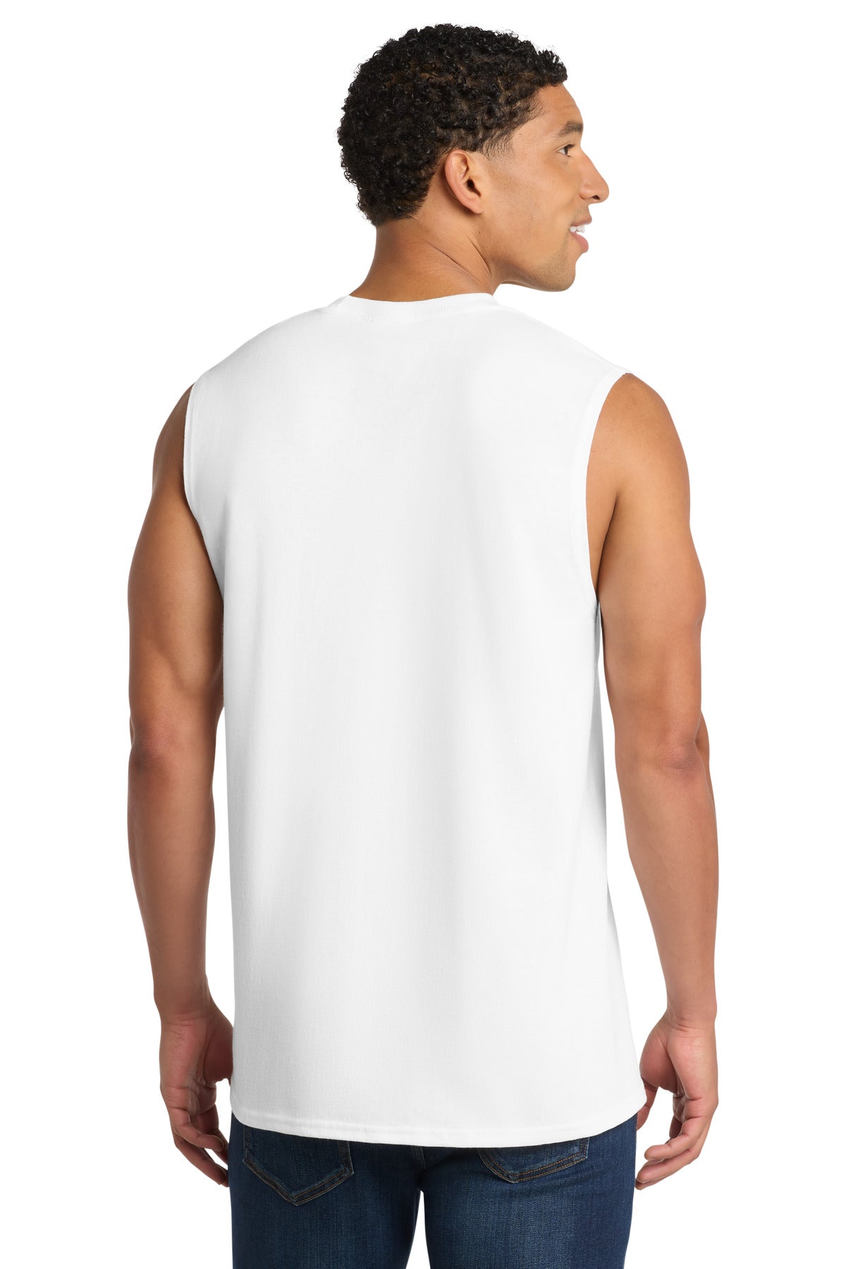 Port & Co Core Cotton Sleeveless Tee. PC54SL - White - back