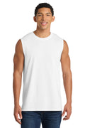 Port & Co Core Cotton Sleeveless Tee. PC54SL - White - front