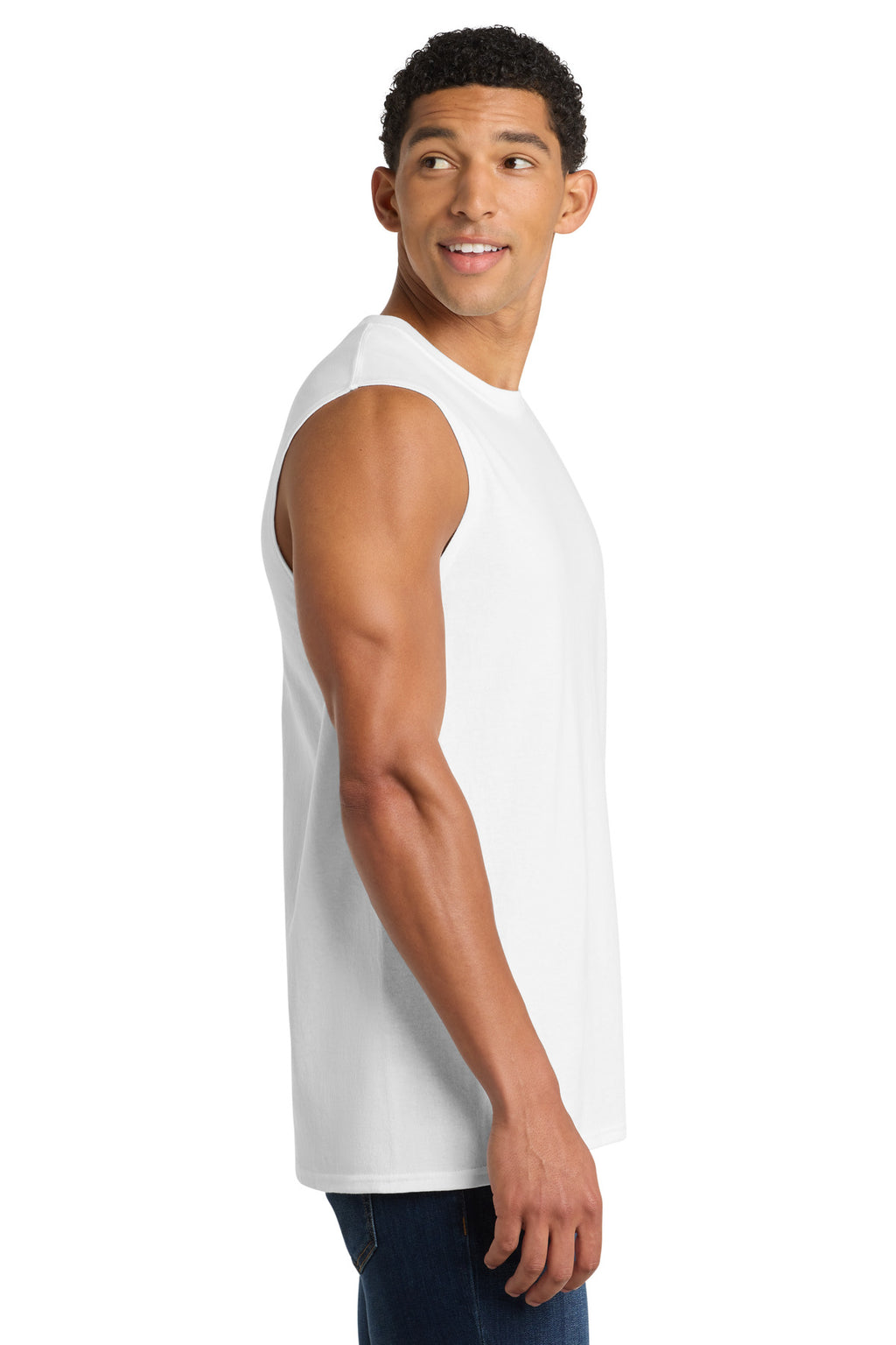 Port & Co Core Cotton Sleeveless Tee. PC54SL - White - side