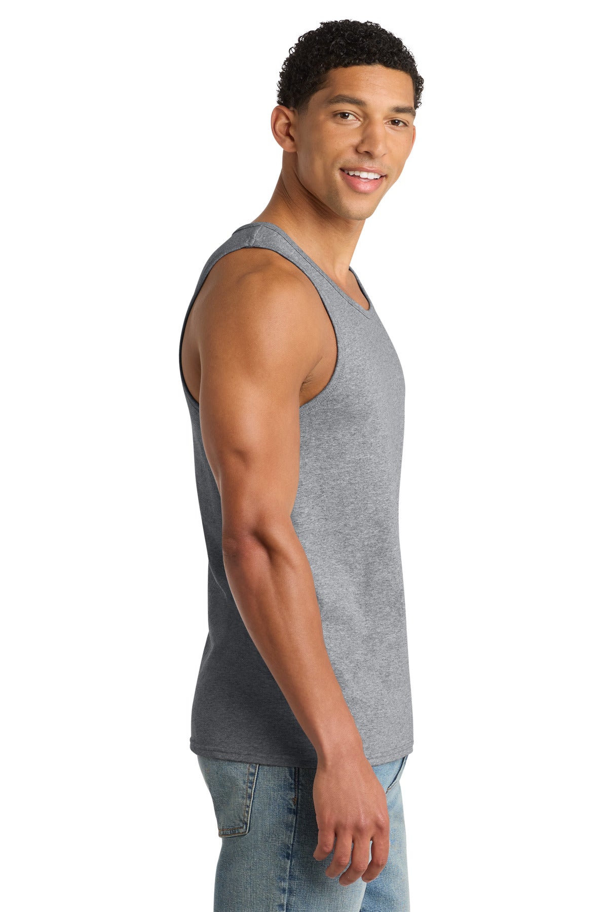 Port & Co Core Cotton Tank Top. PC54TT - Athletic Heather - side