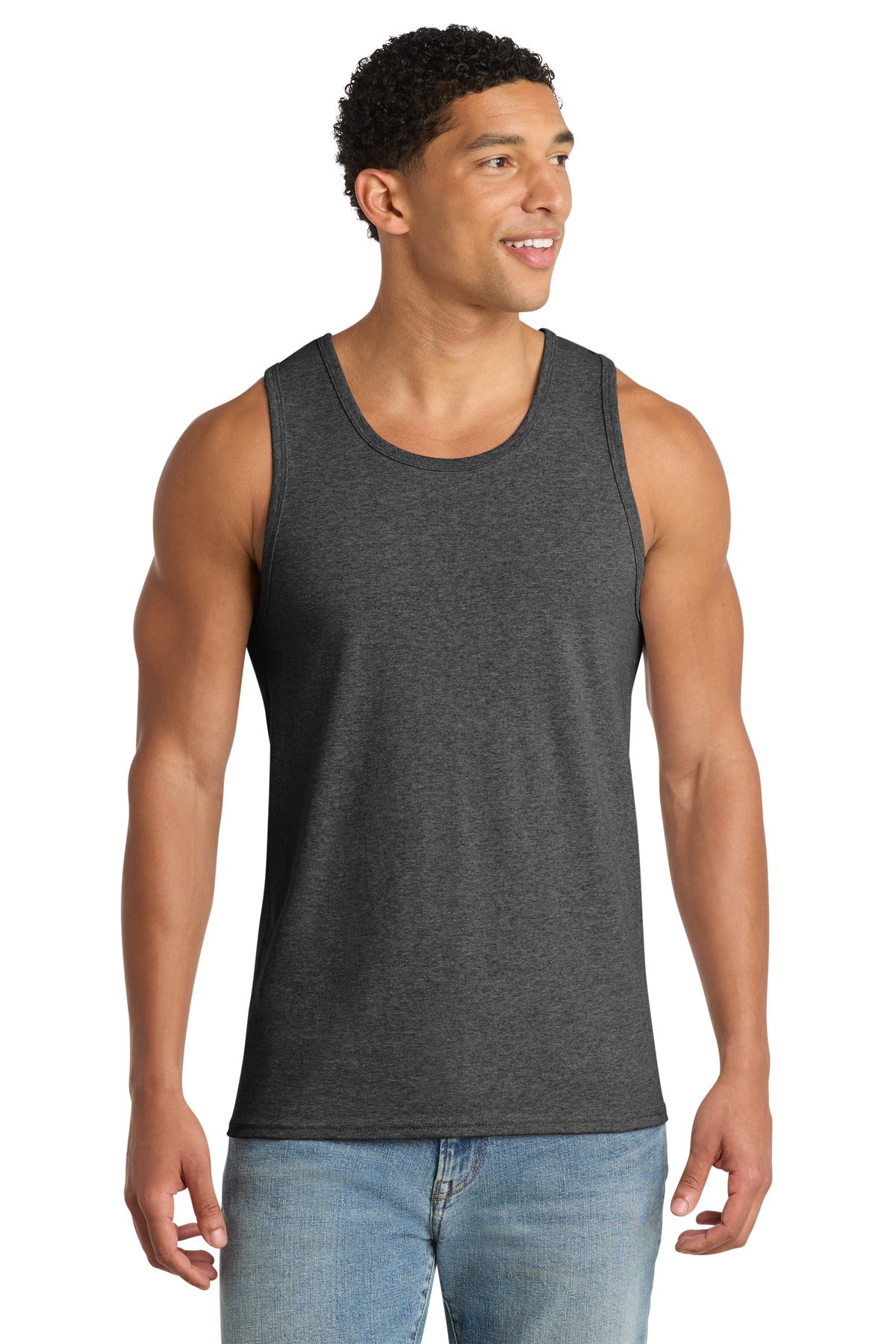 Port & Co Core Cotton Tank Top. PC54TT - Dark Heather Grey - front