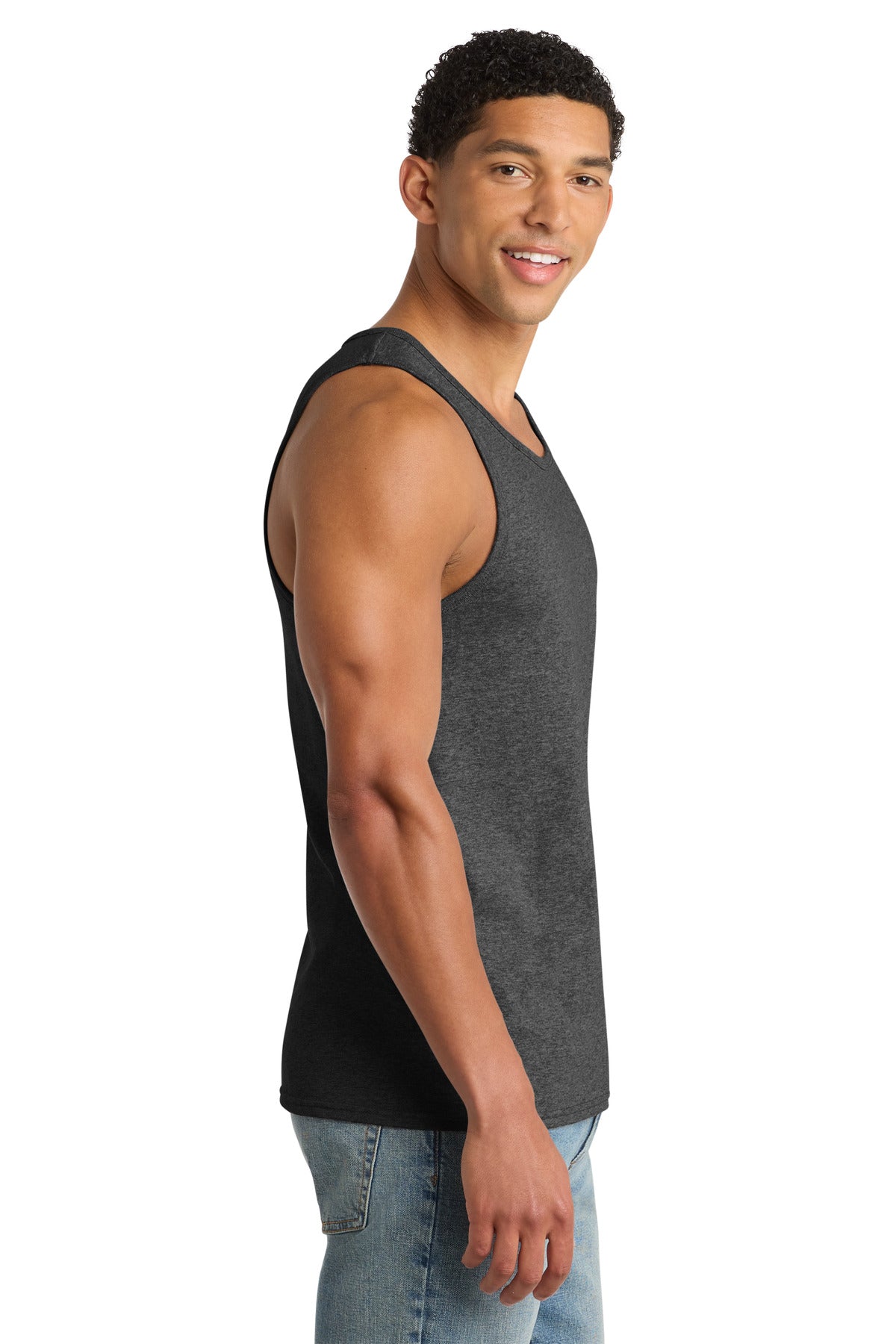 Port & Co Core Cotton Tank Top. PC54TT - Dark Heather Grey - side