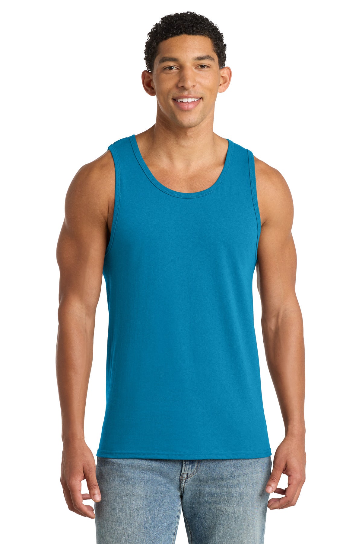 Port & Co Core Cotton Tank Top. PC54TT - Neon Blue - front
