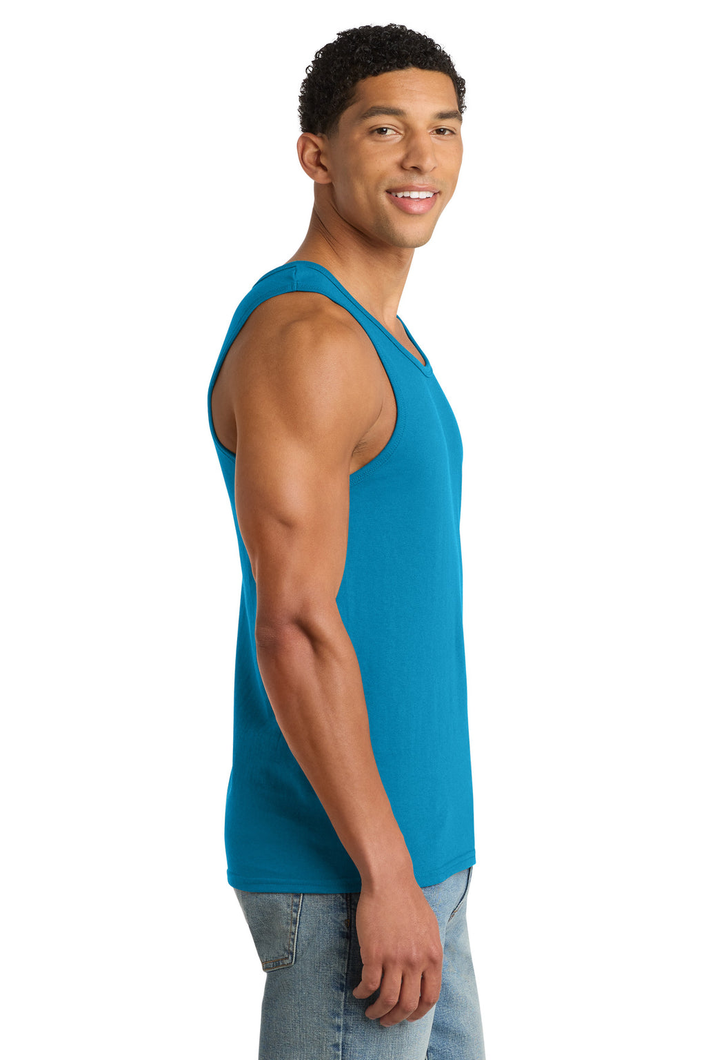 Port & Co Core Cotton Tank Top. PC54TT - Neon Blue - side