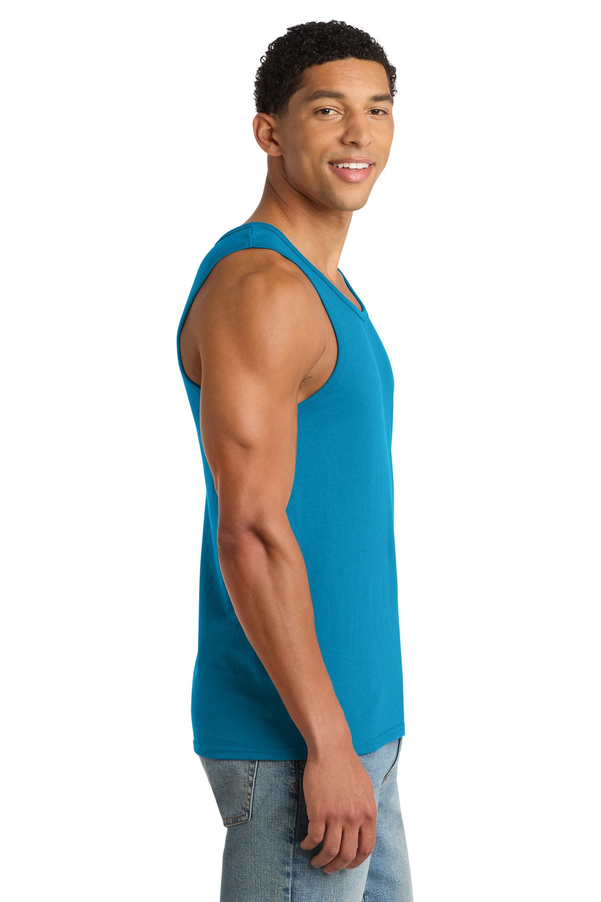 Port & Co Core Cotton Tank Top. PC54TT - Neon Blue - side