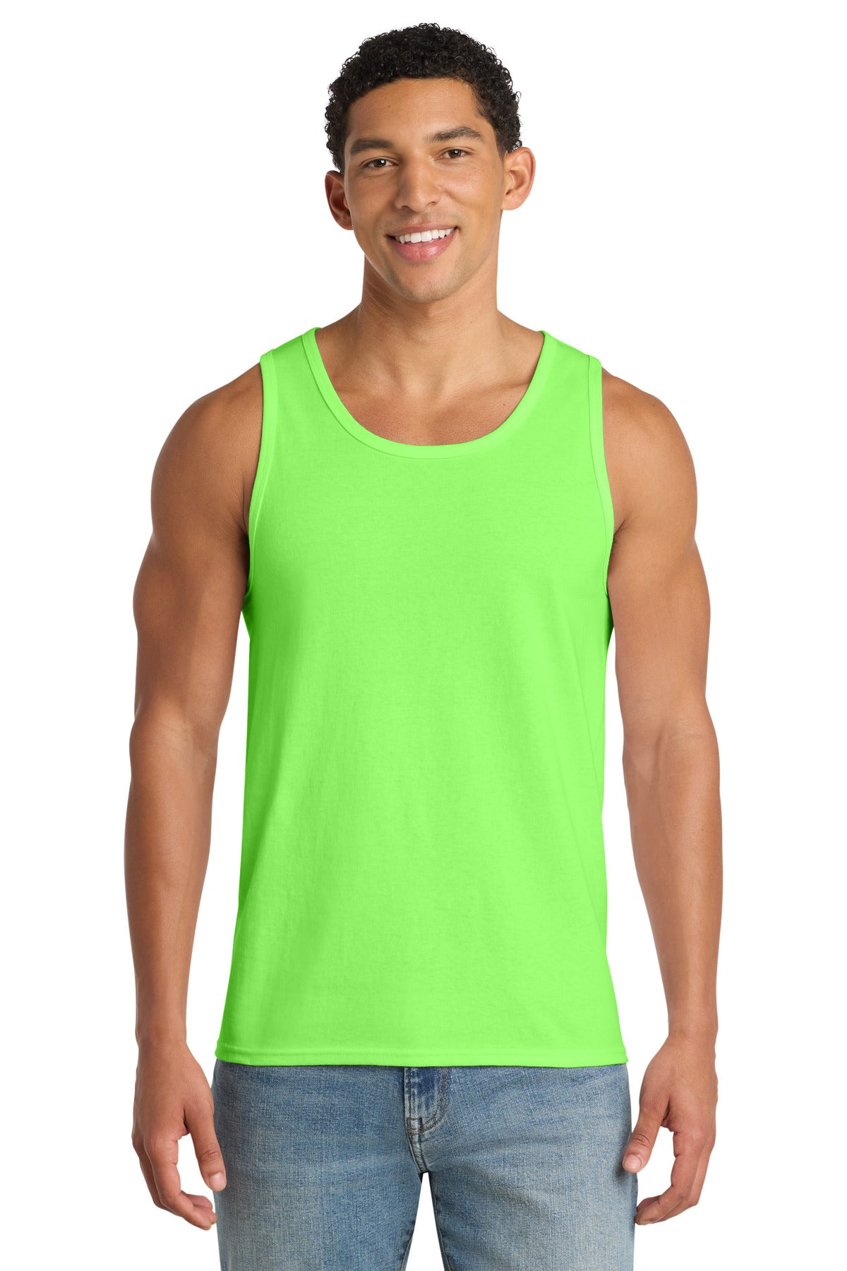 Port & Co Core Cotton Tank Top. PC54TT - Neon Green - front