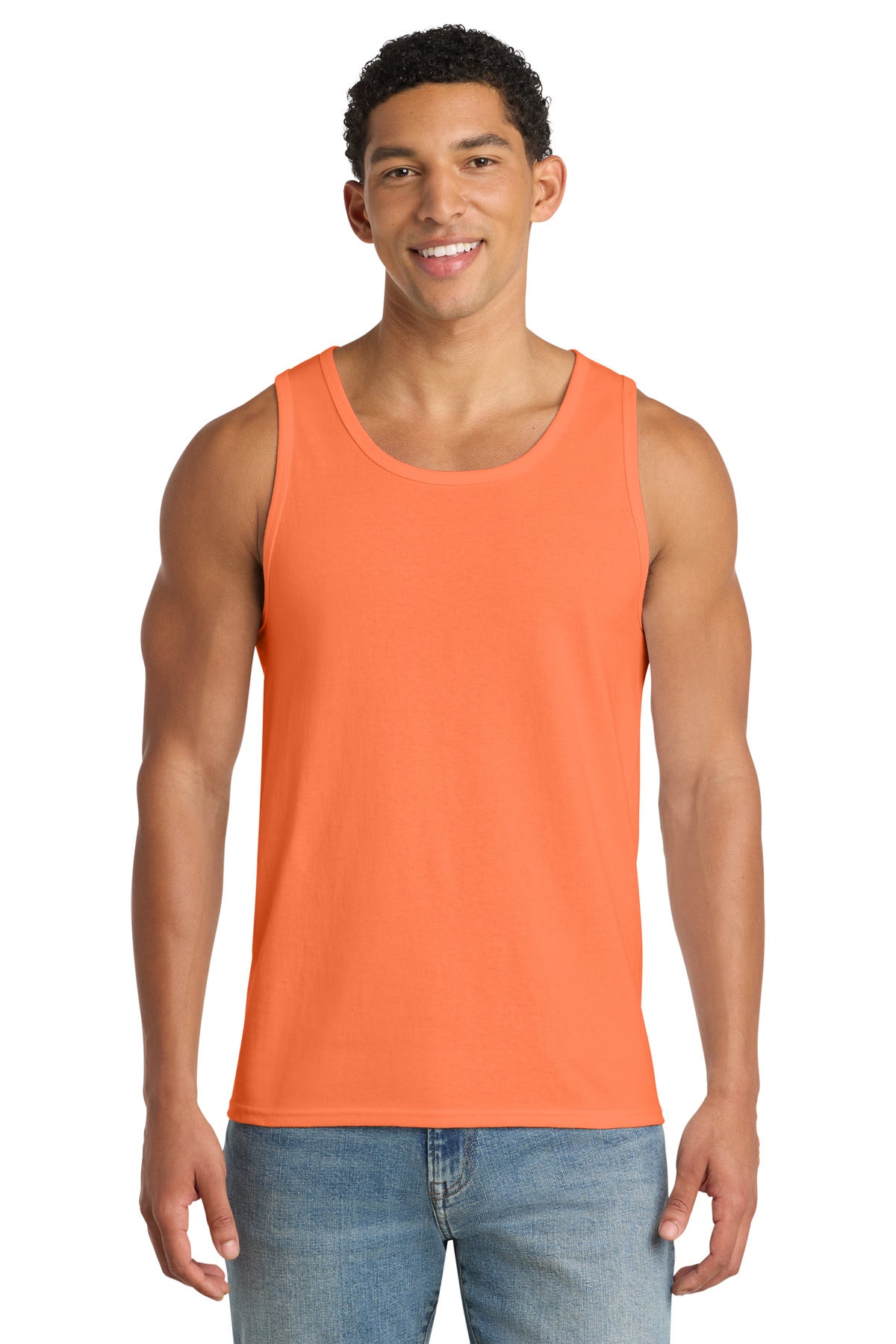 Port & Co Core Cotton Tank Top. PC54TT - Neon Orange - front