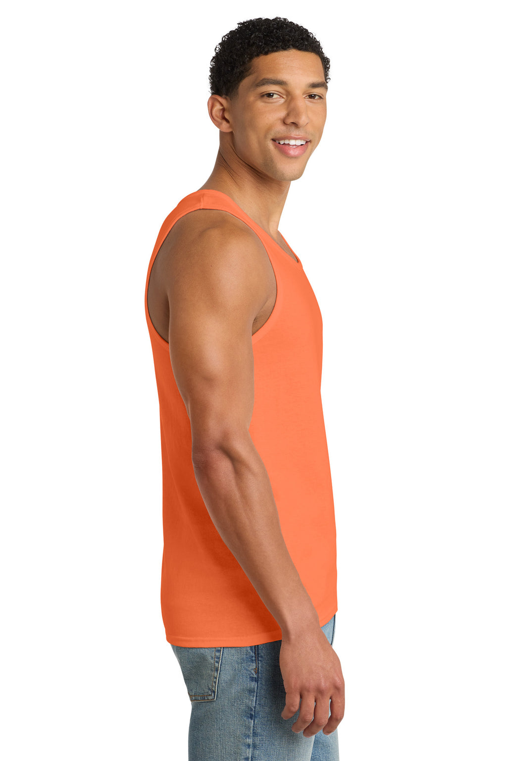 Port & Co Core Cotton Tank Top. PC54TT - Neon Orange - side