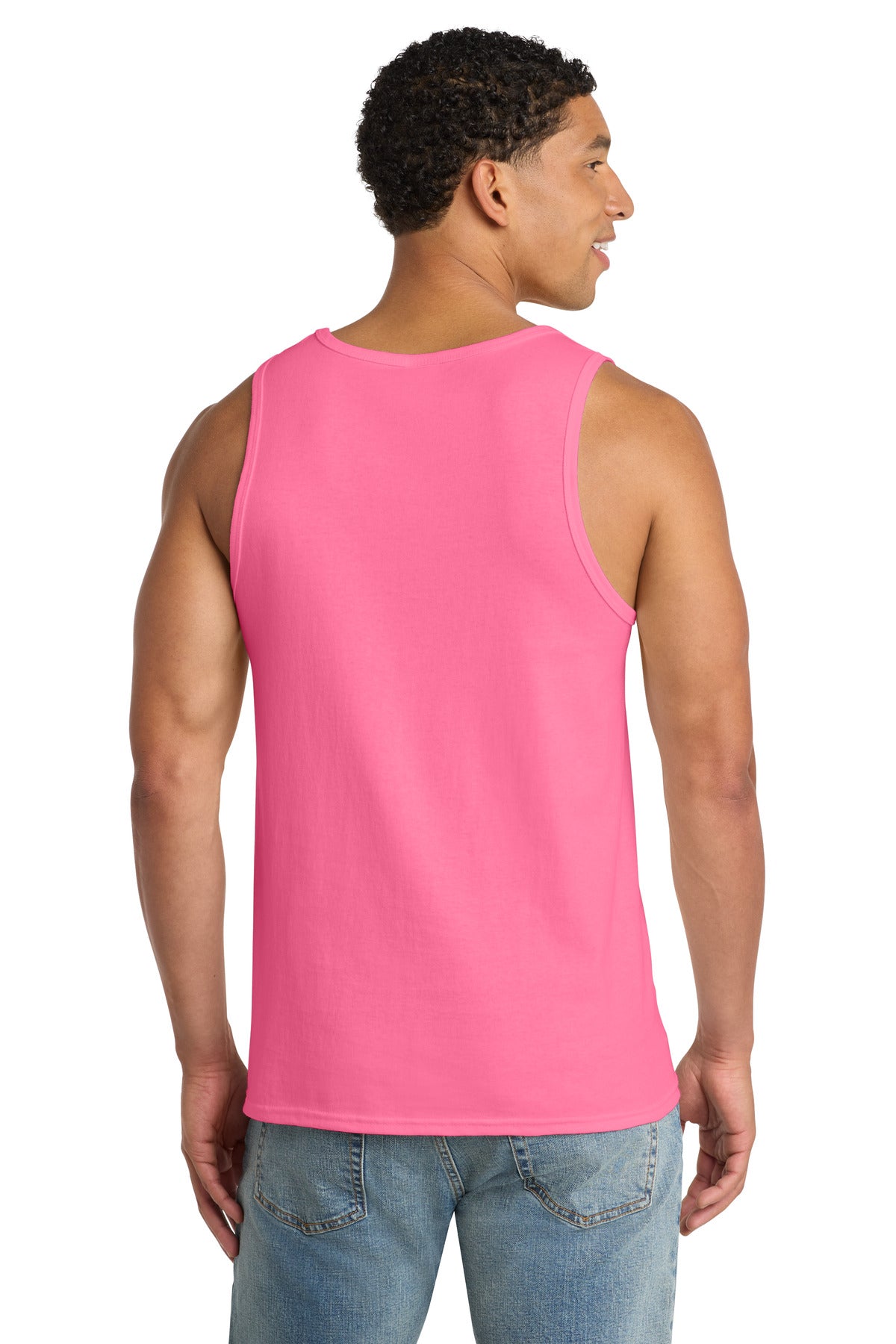Port & Co Core Cotton Tank Top. PC54TT - Neon Pink - back