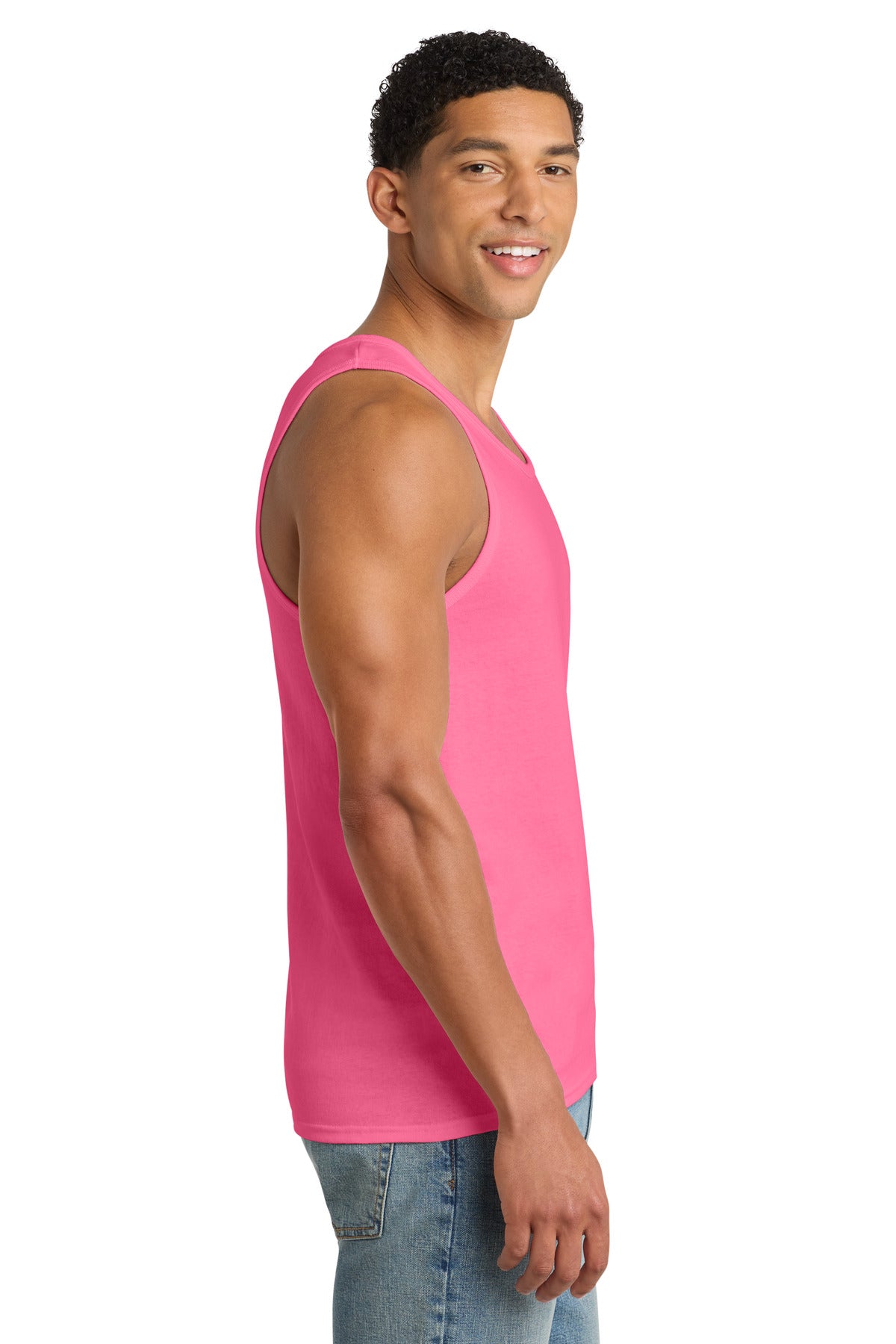 Port & Co Core Cotton Tank Top. PC54TT - Neon Pink - side
