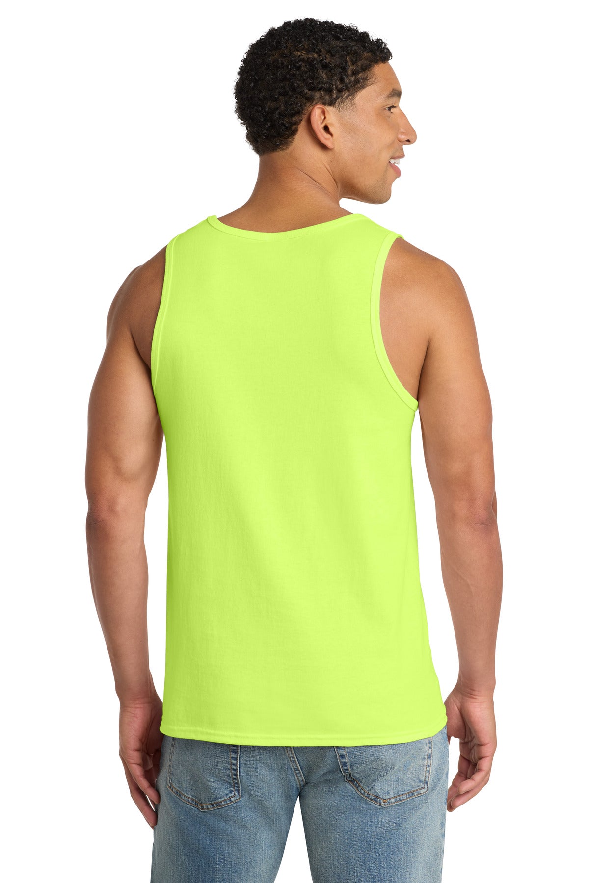 Port & Co Core Cotton Tank Top. PC54TT - Neon Yellow - back