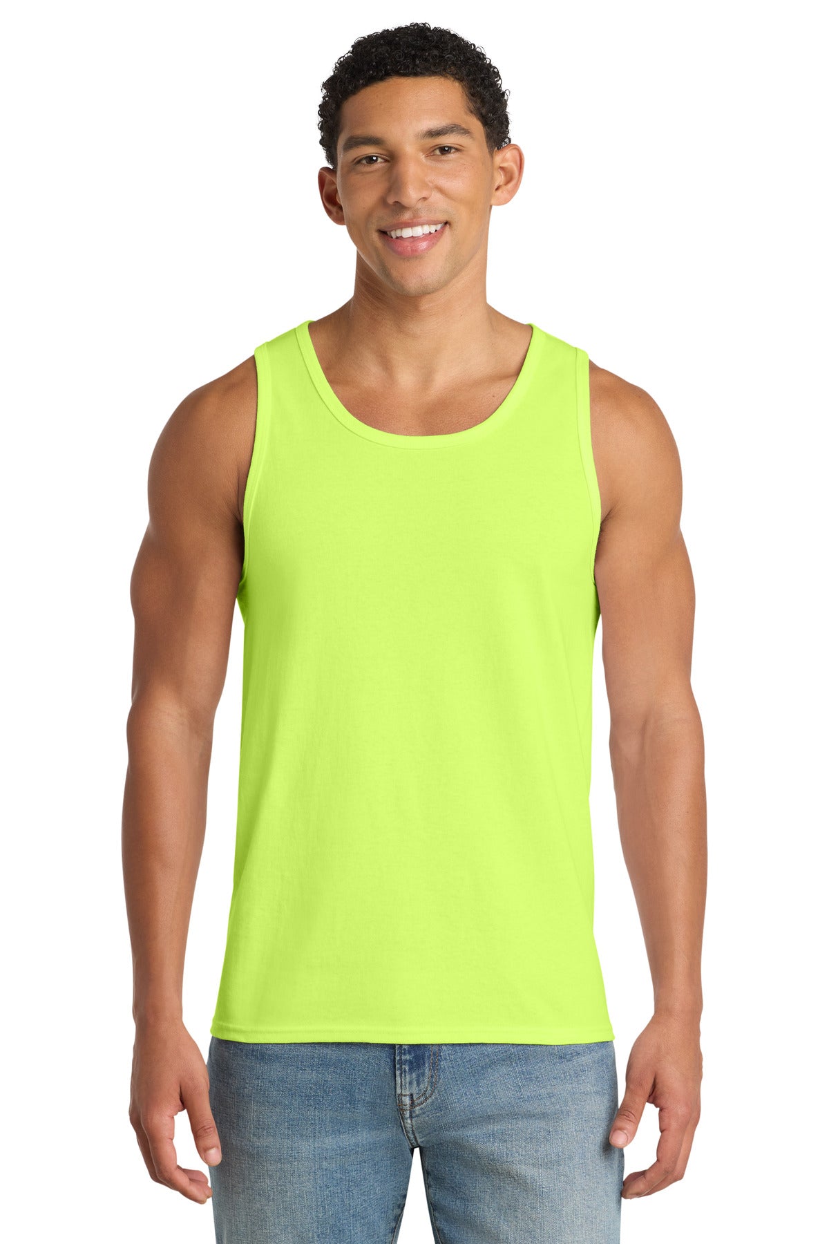 Port & Co Core Cotton Tank Top. PC54TT - Neon Yellow - front