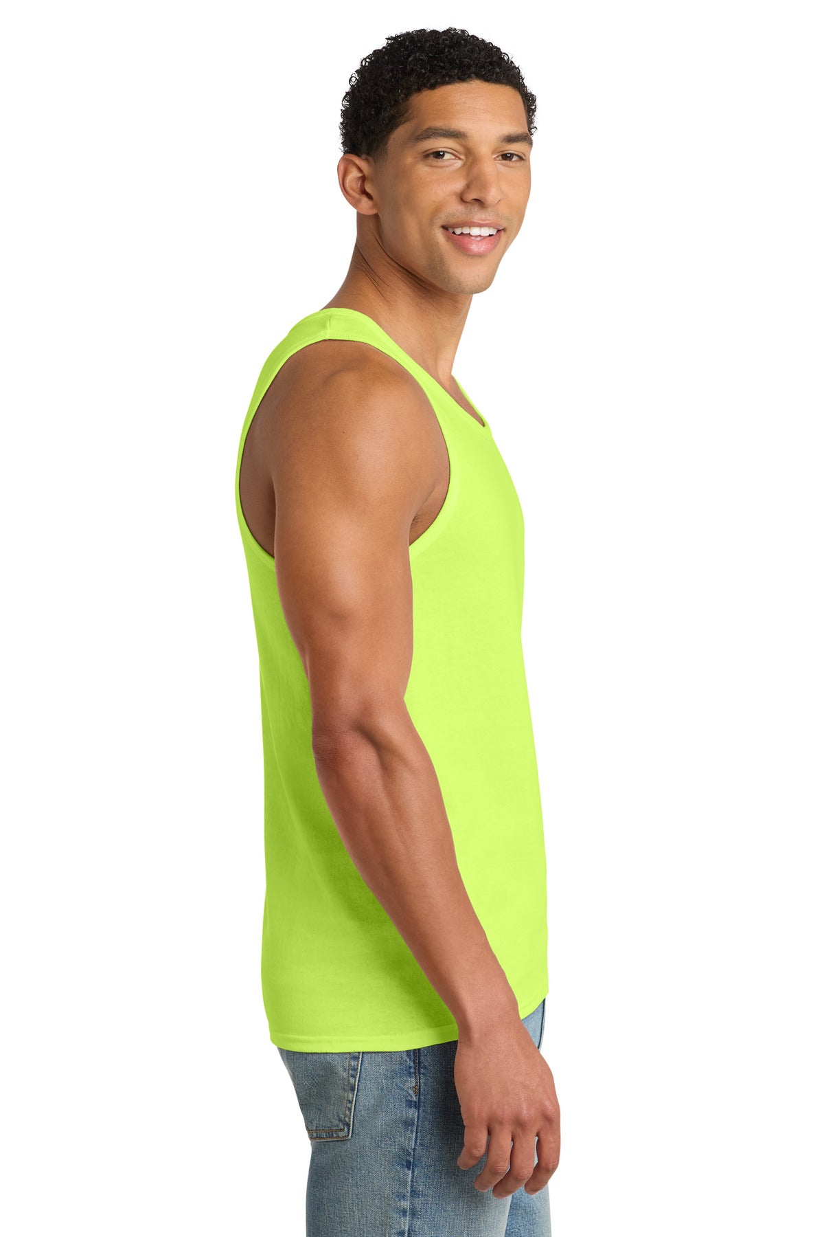 Port & Co Core Cotton Tank Top. PC54TT - Neon Yellow - side