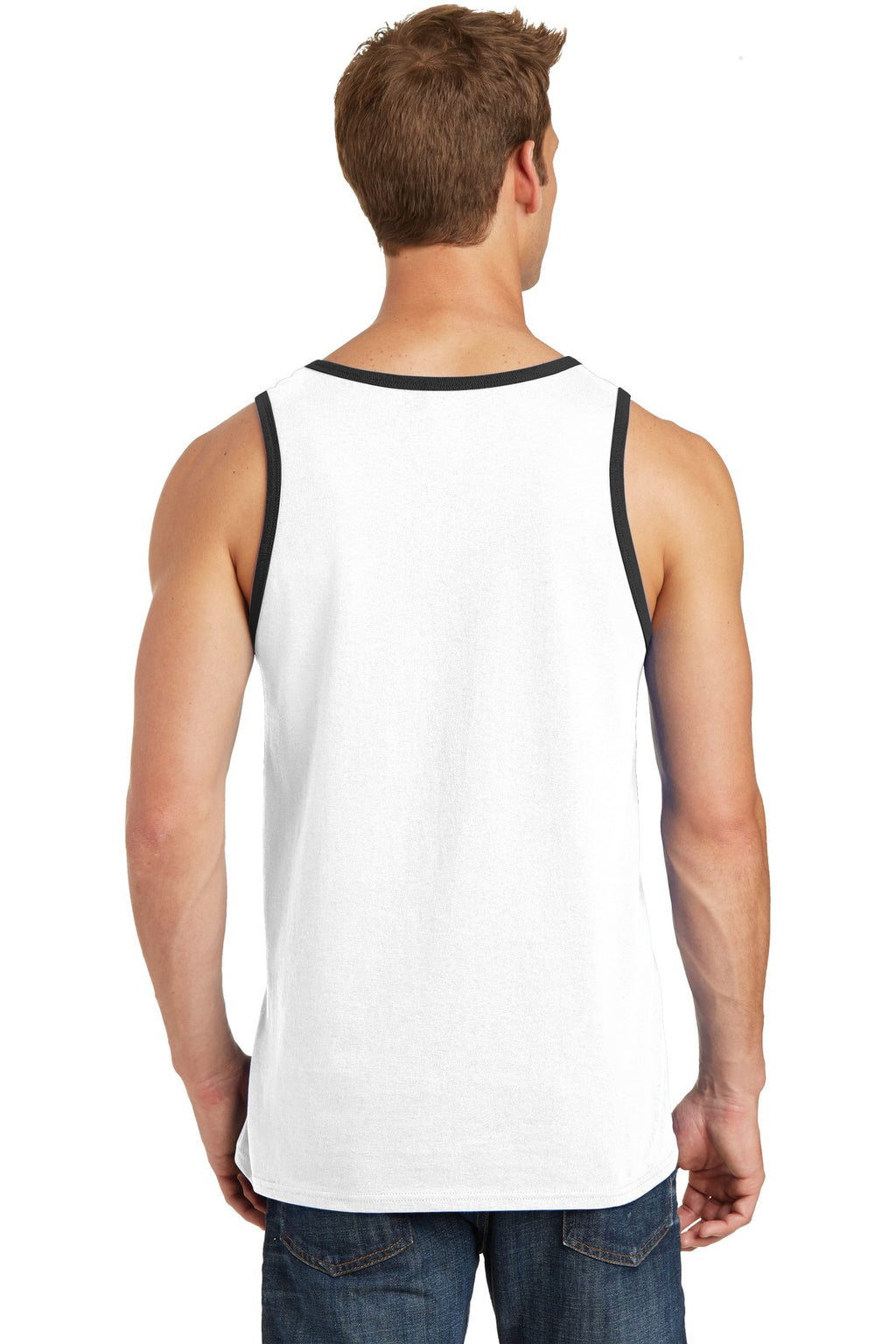 Port & Co Core Cotton Tank Top. PC54TT - White/ Jet Black - back