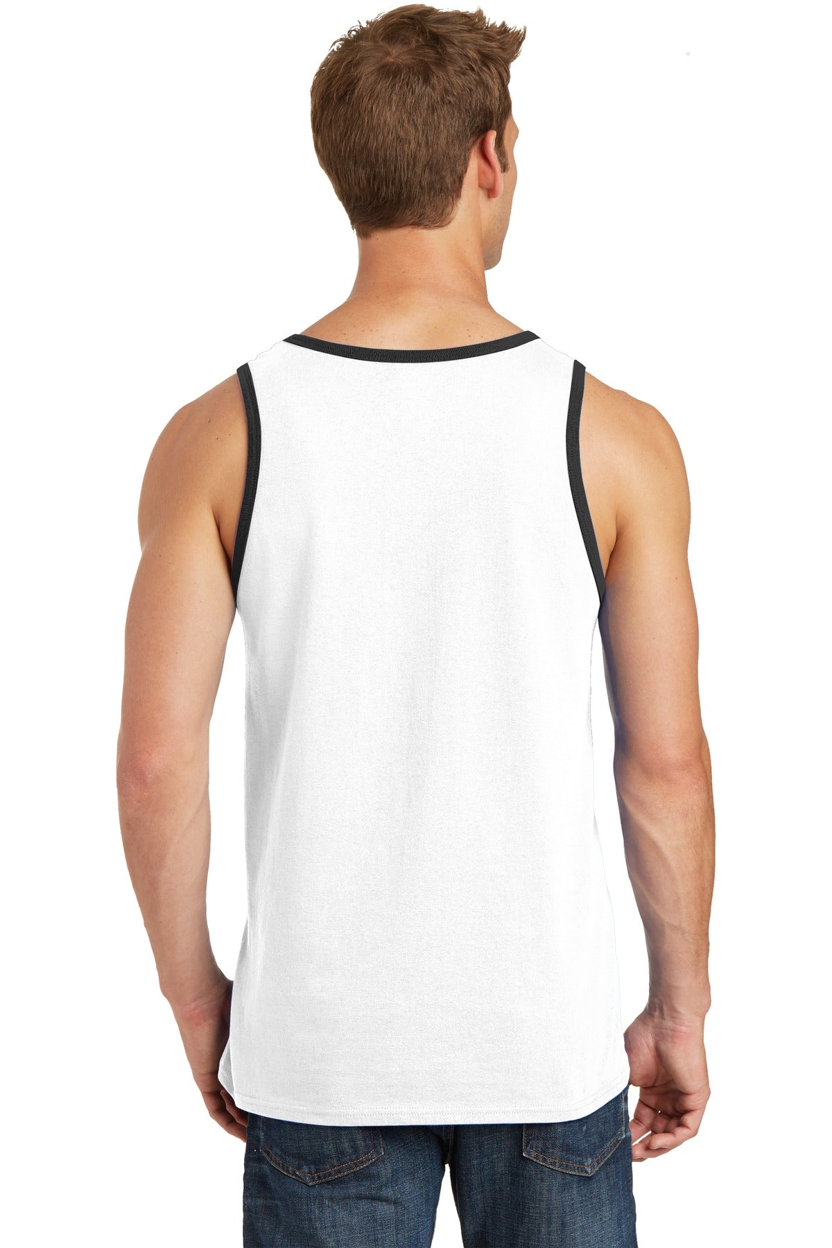 Port & Co Core Cotton Tank Top. PC54TT - White/ Jet Black - back