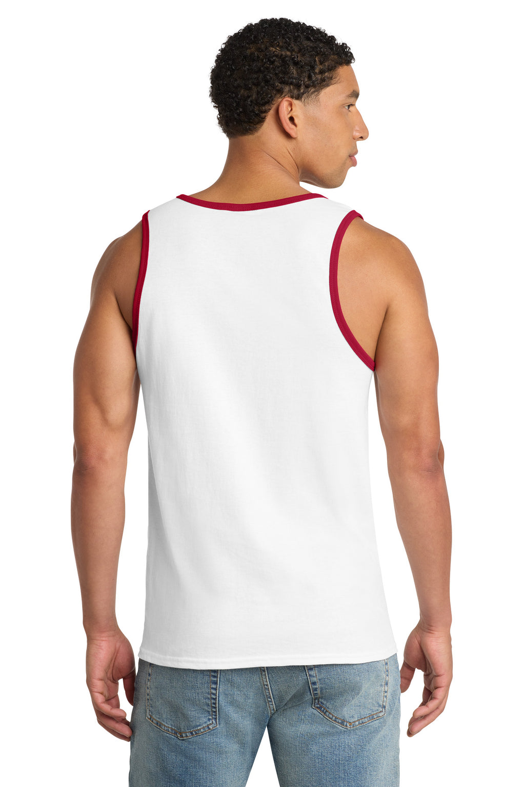 Port & Co Core Cotton Tank Top. PC54TT - White/ Red - back