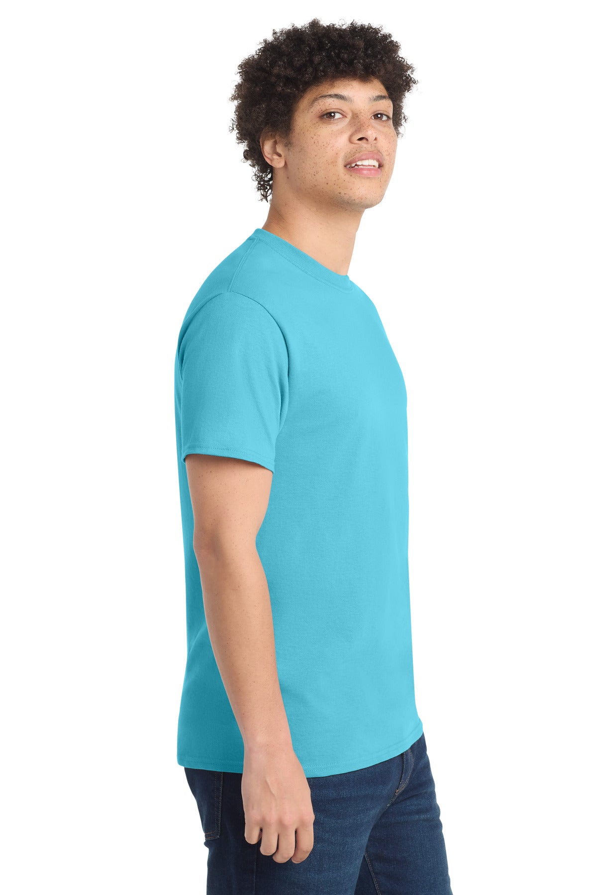 Port & Co Tall Core Cotton Tee PC54T - Aquatic Blue - side