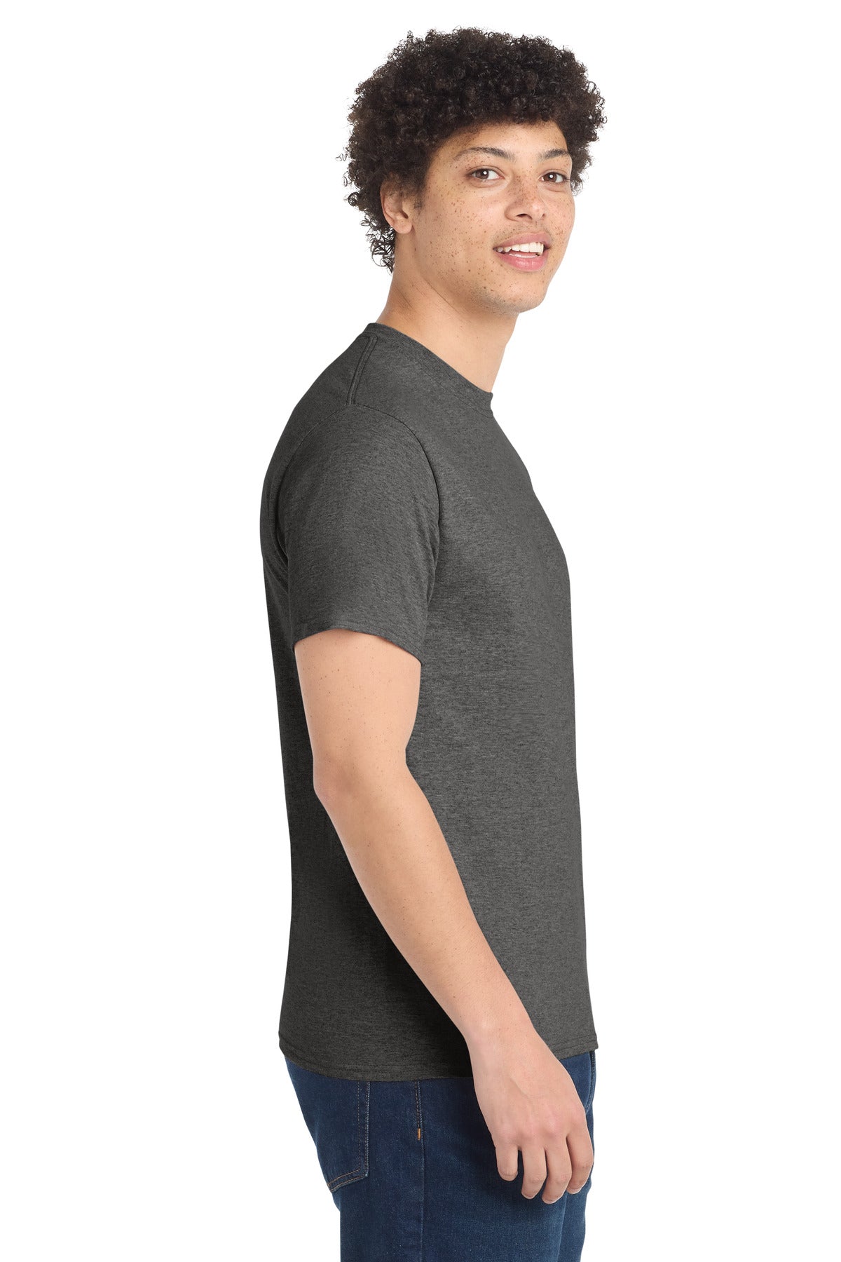 Port & Co Tall Core Cotton Tee PC54T - Dark Heather Grey - side