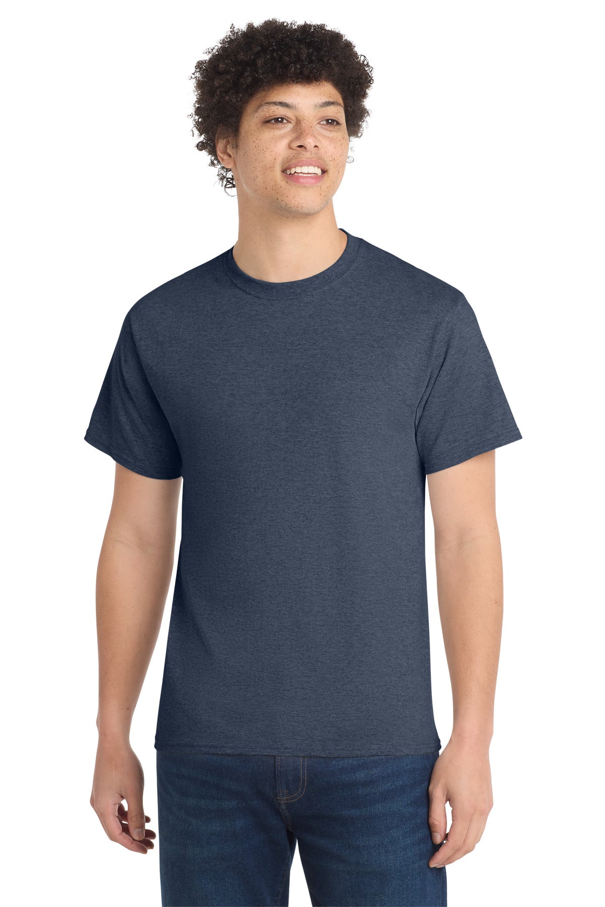 Port & Co Tall Core Cotton Tee PC54T - Heather Navy - front