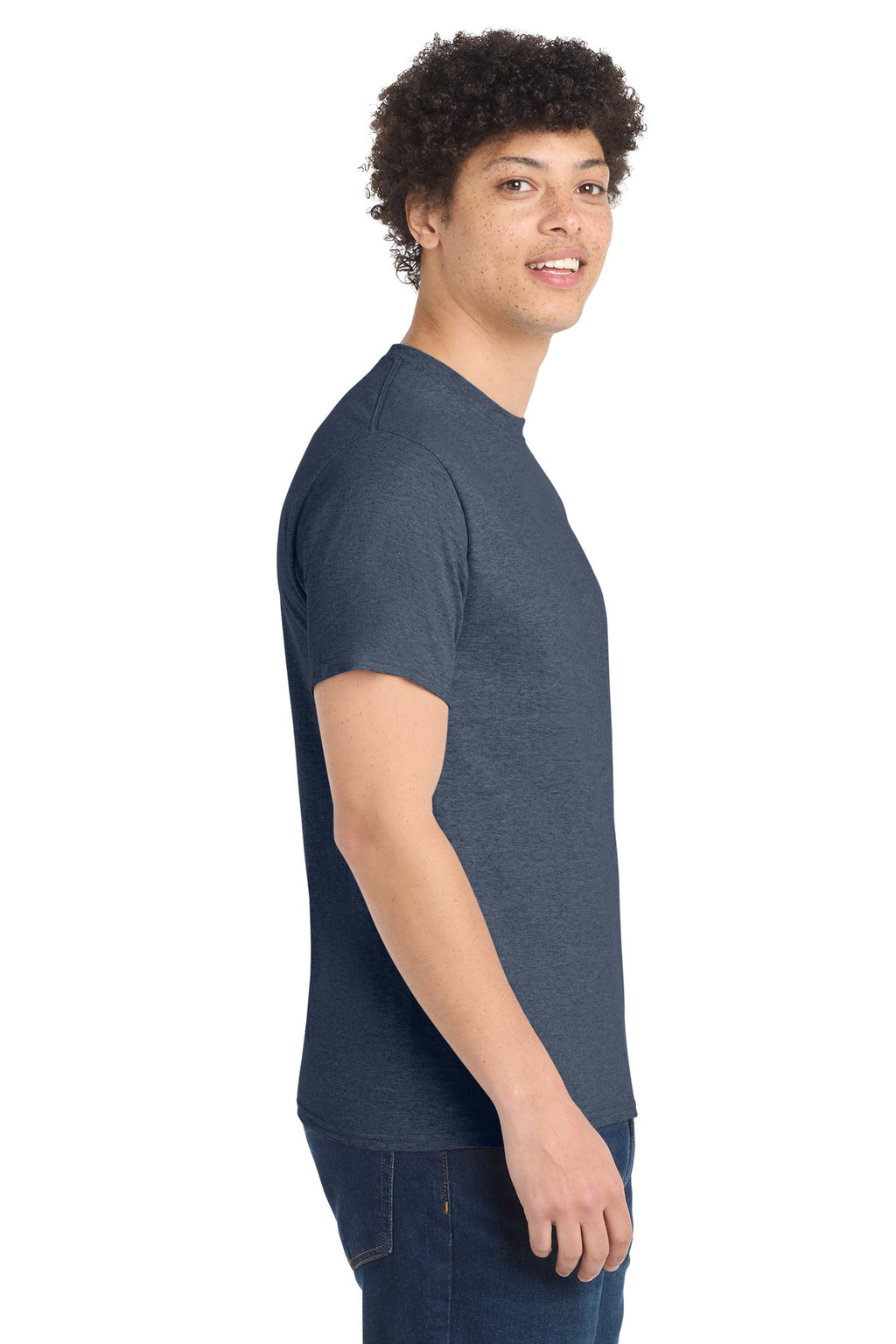 Port & Co Tall Core Cotton Tee PC54T - Heather Navy - side