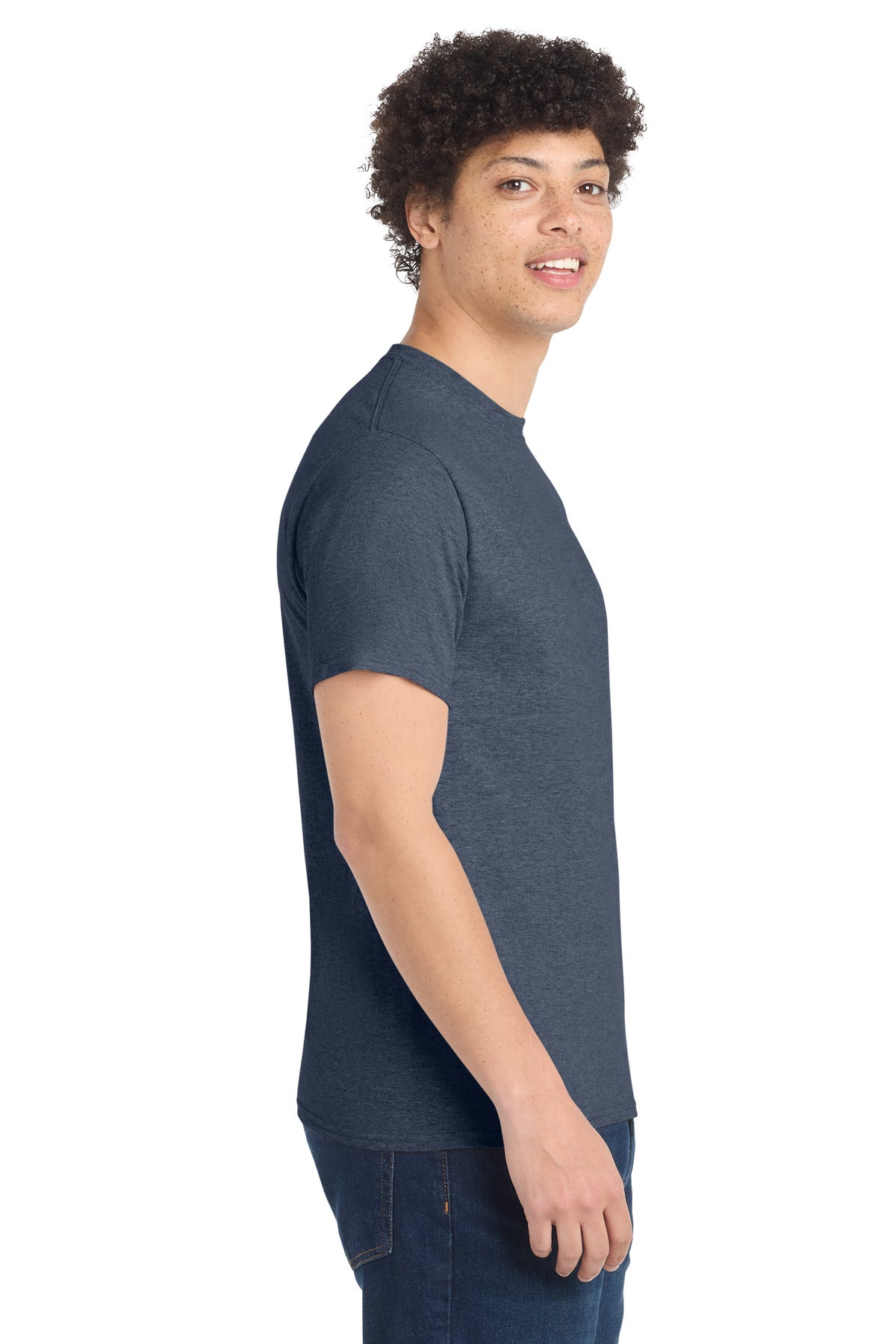 Port & Co Tall Core Cotton Tee PC54T - Heather Navy - side