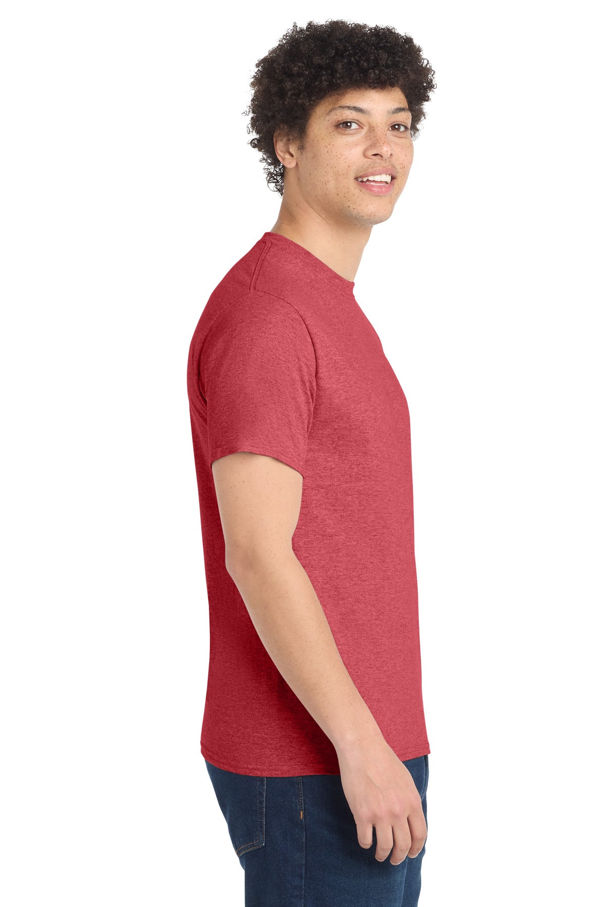 Port & Co Tall Core Cotton Tee PC54T - Heather Red - side