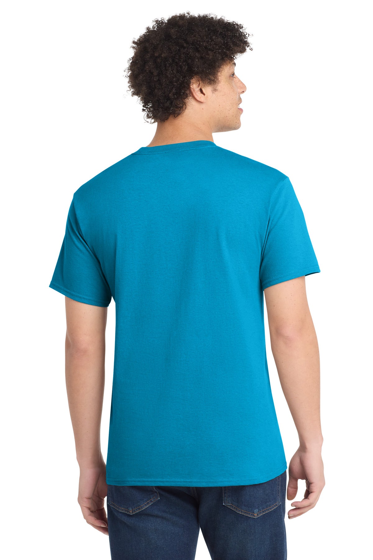 Port & Co Tall Core Cotton Tee PC54T - Neon Blue - back