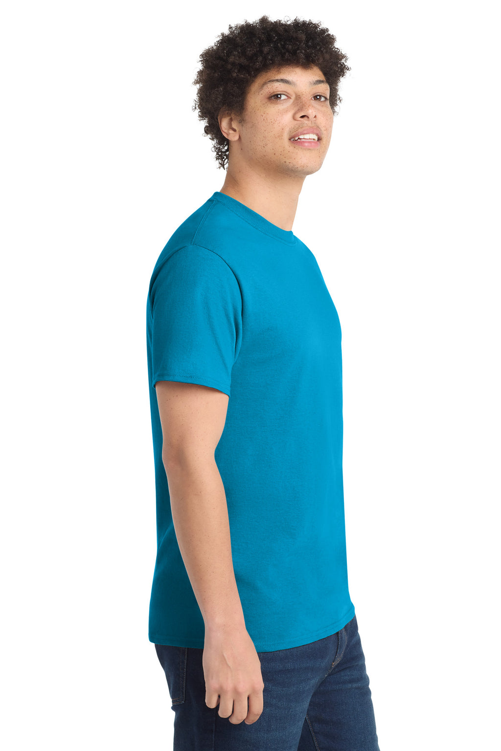 Port & Co Tall Core Cotton Tee PC54T - Neon Blue - side