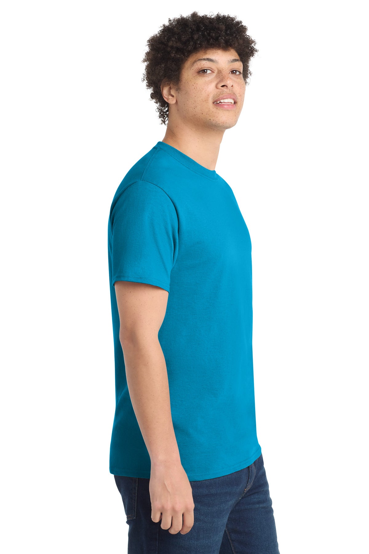 Port & Co Tall Core Cotton Tee PC54T - Neon Blue - side