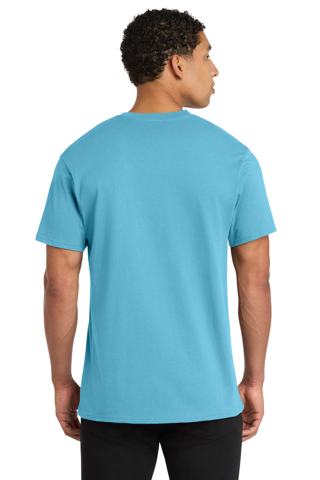 Port & Co Core Cotton V-Neck Tee. PC54V - Aquatic Blue - back