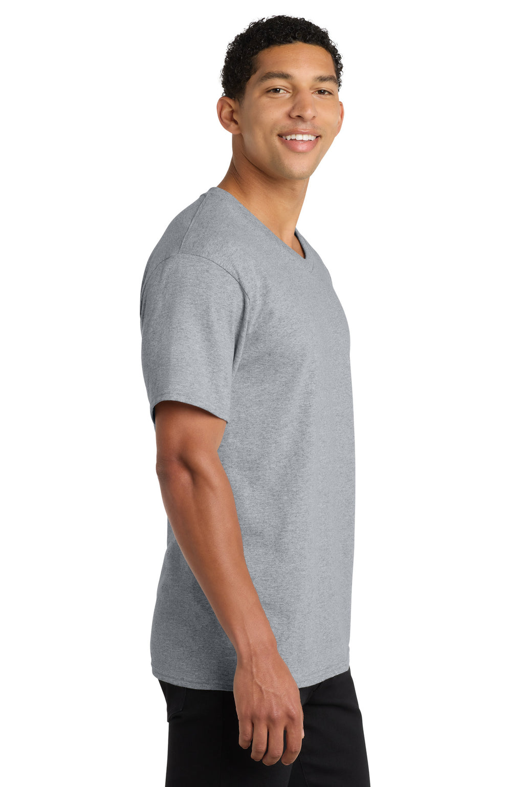 Port & Co Core Cotton V-Neck Tee. PC54V - Athletic Heather - side