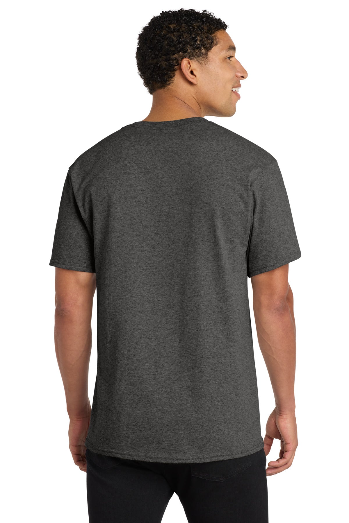 Port & Co Core Cotton V-Neck Tee. PC54V - Dark Heather Grey - back