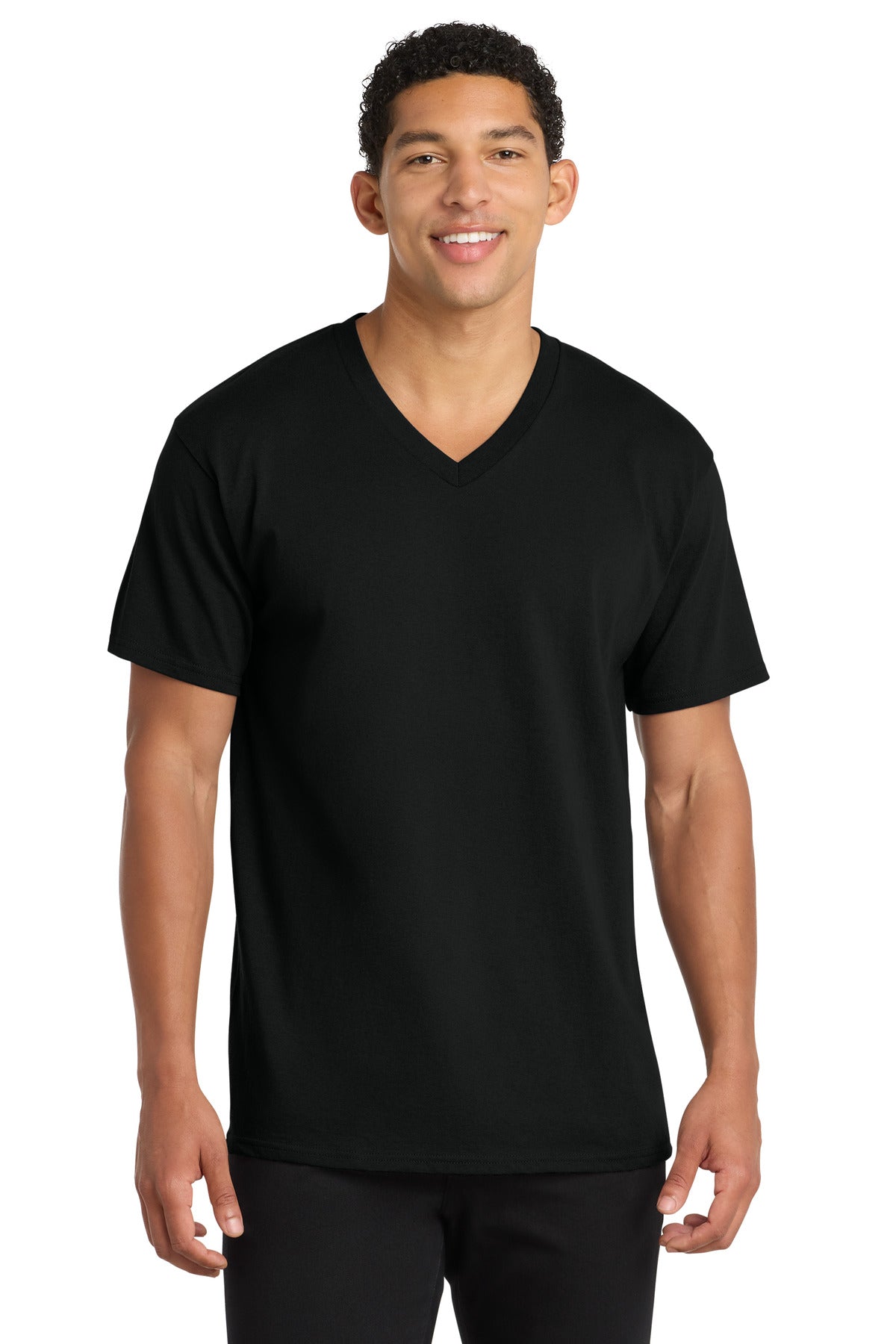Port & Co Core Cotton V-Neck Tee. PC54V - Jet Black - front