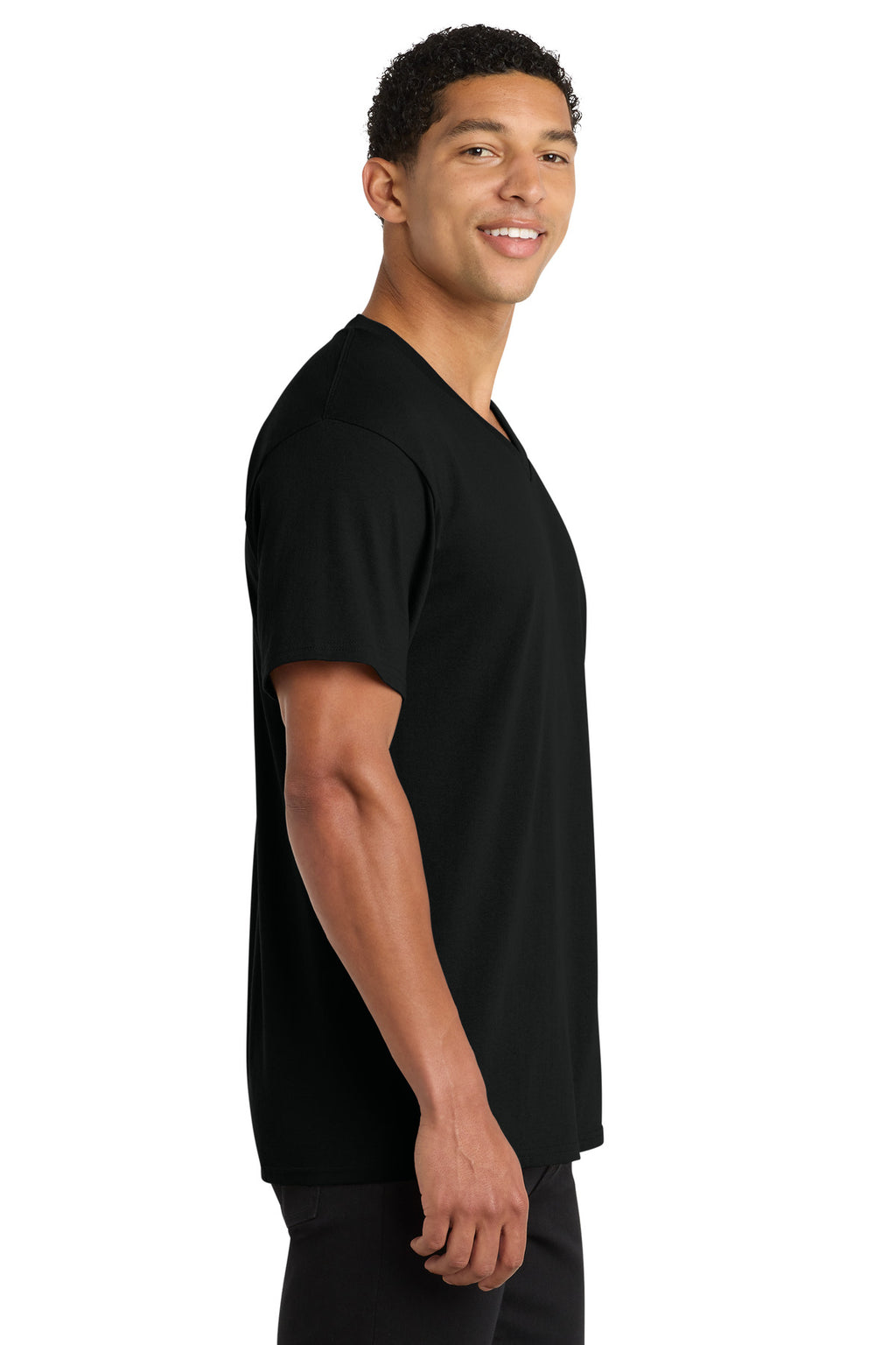 Port & Co Core Cotton V-Neck Tee. PC54V - Jet Black - side