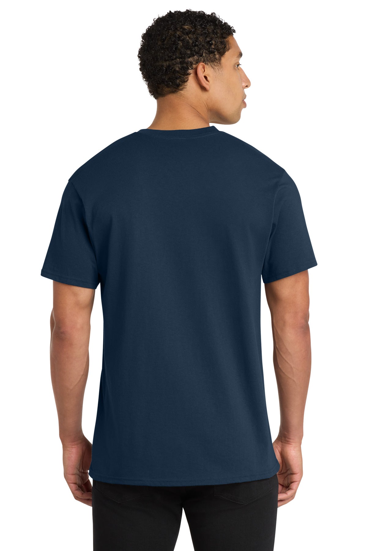 Port & Co Core Cotton V-Neck Tee. PC54V - Navy - back