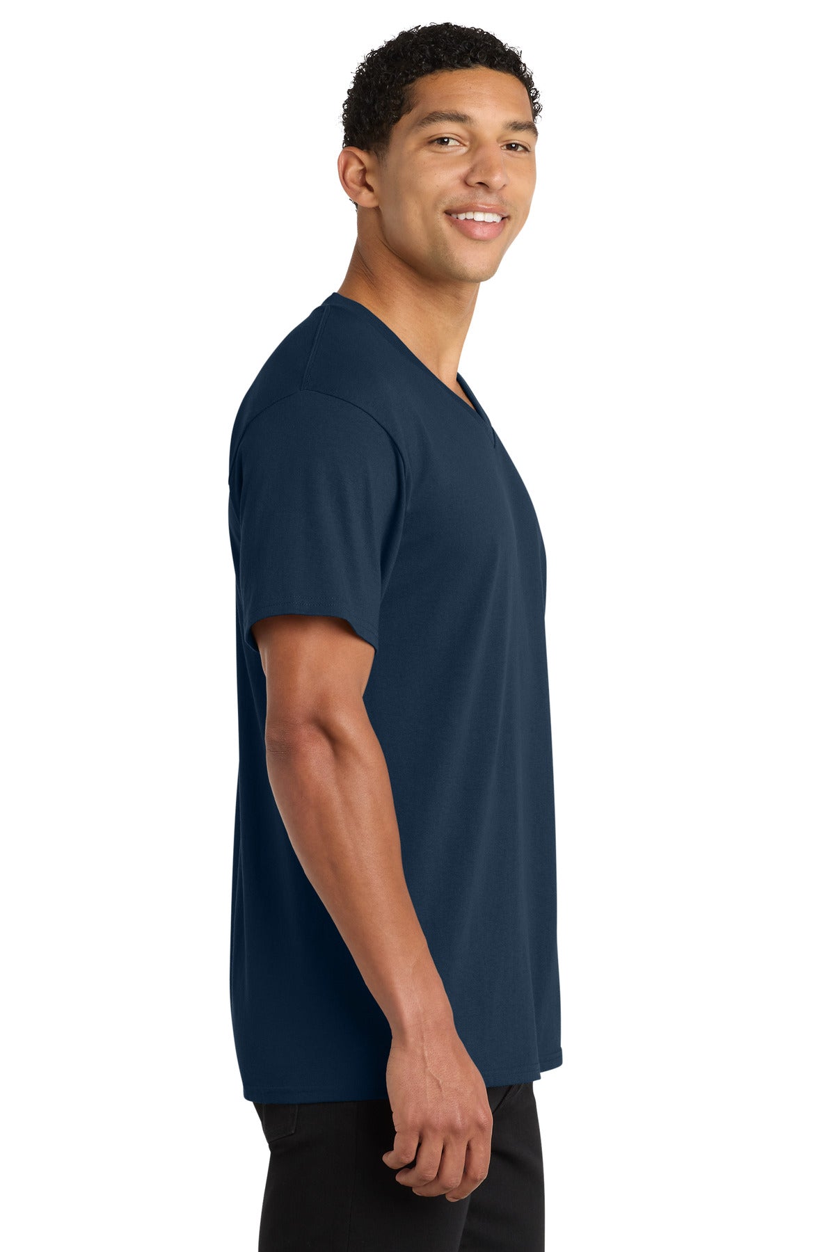 Port & Co Core Cotton V-Neck Tee. PC54V - Navy - side