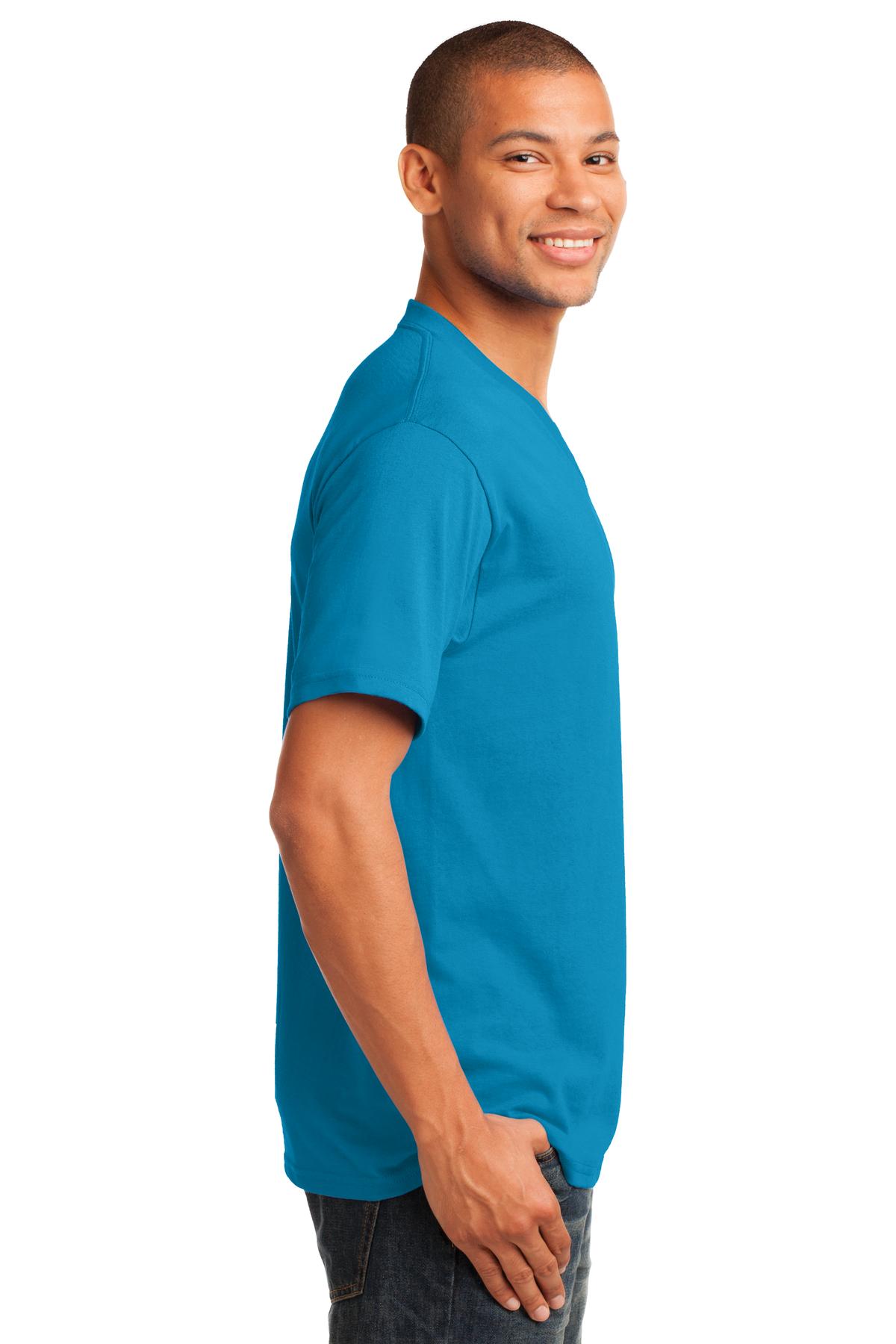 Port & Co Core Cotton V-Neck Tee. PC54V - Neon Blue - side