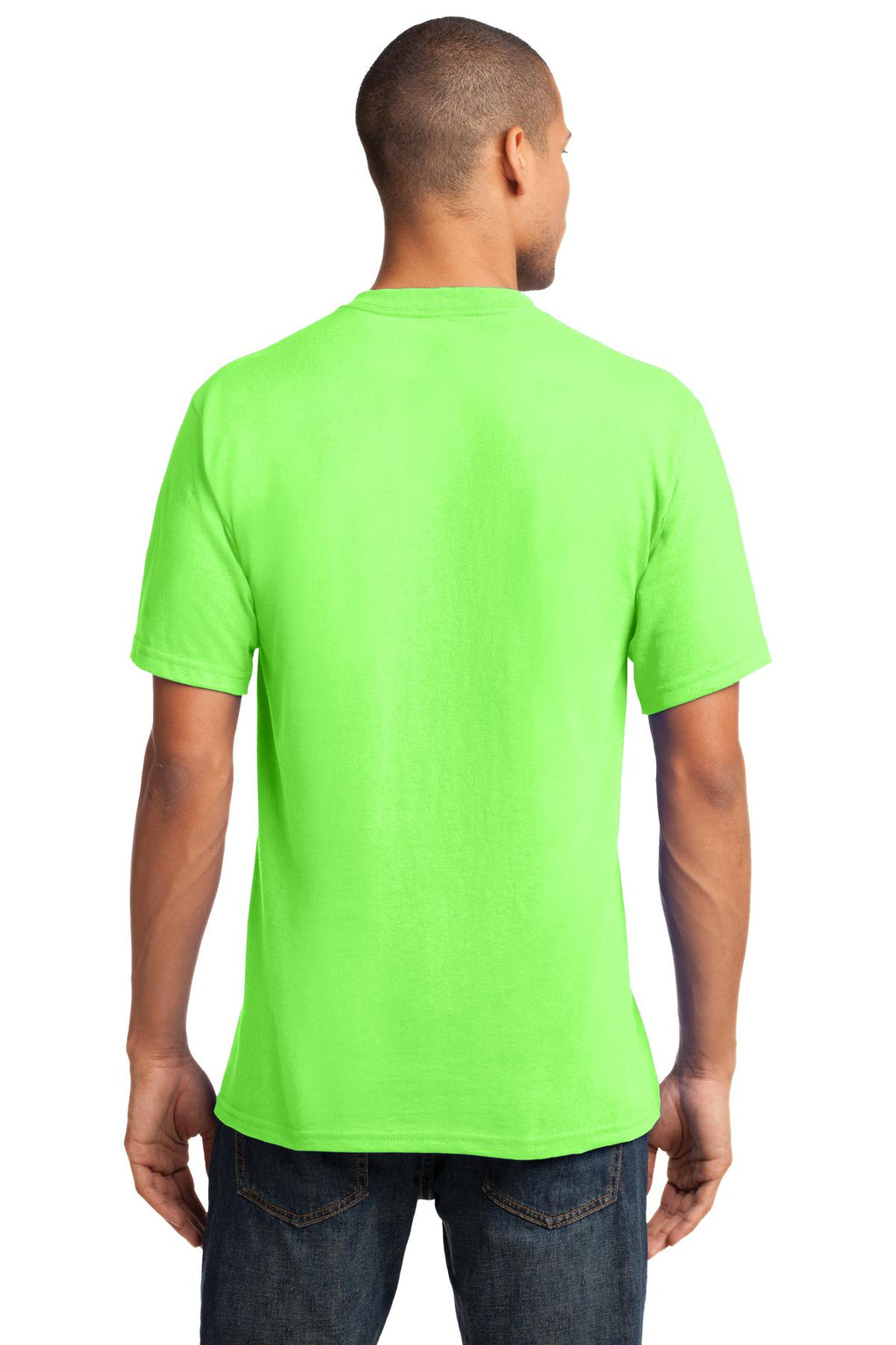 Port & Co Core Cotton V-Neck Tee. PC54V - Neon Green - back
