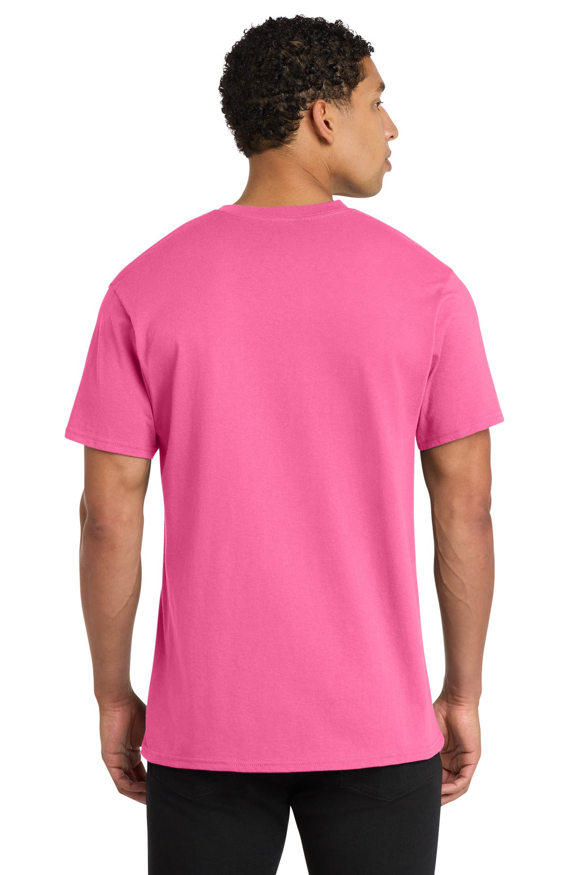 Port & Co Core Cotton V-Neck Tee. PC54V - Neon Pink - back