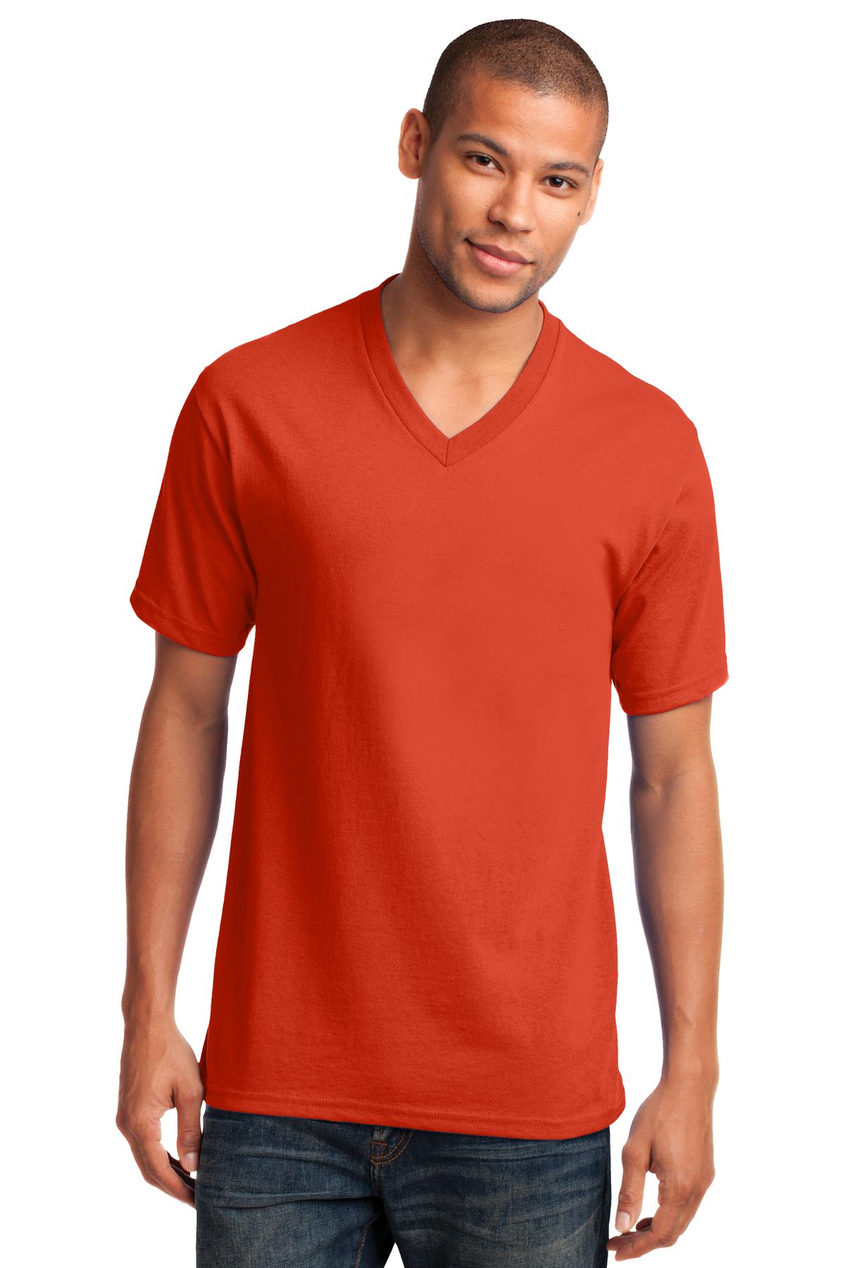 Port & Co Core Cotton V-Neck Tee. PC54V - Orange - front