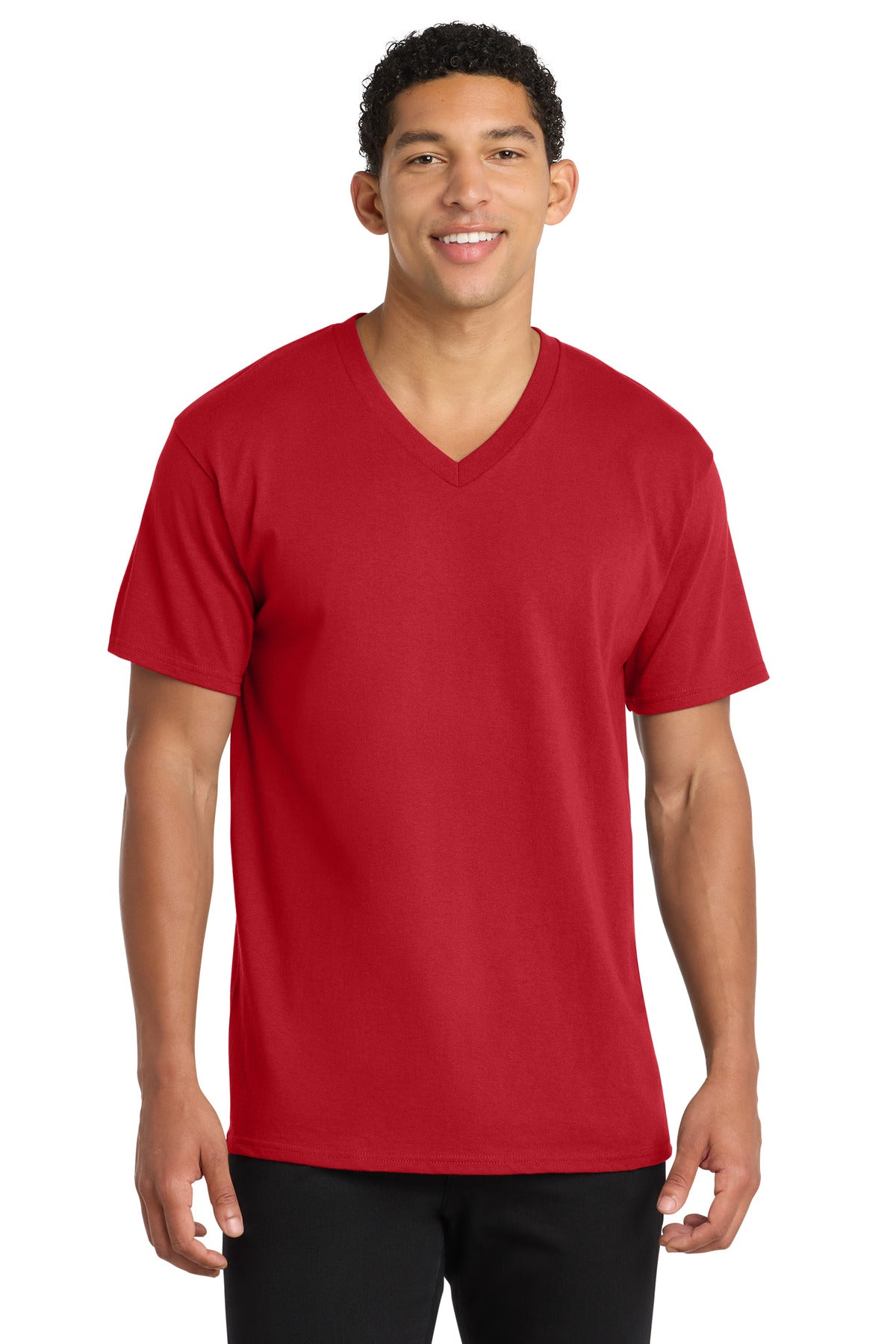 Port & Co Core Cotton V-Neck Tee. PC54V - Red - front
