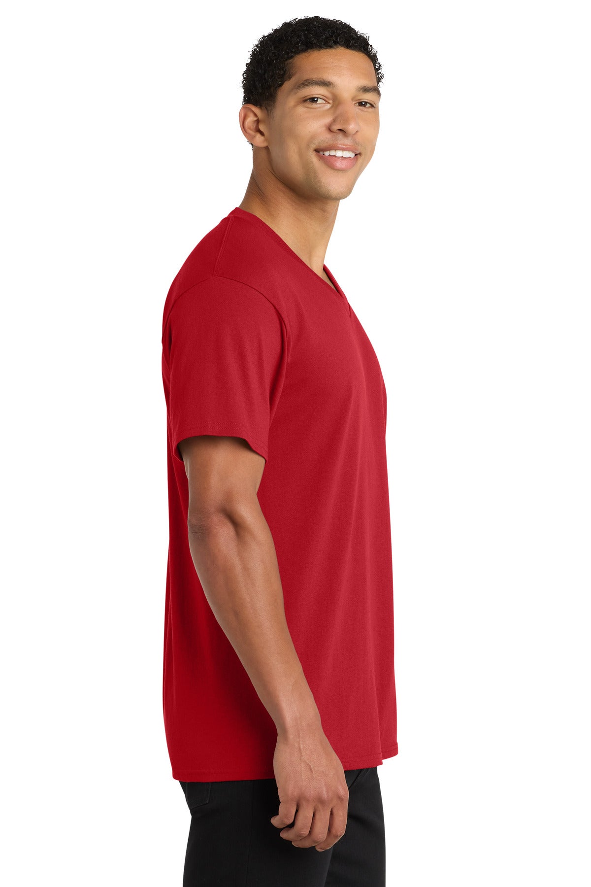 Port & Co Core Cotton V-Neck Tee. PC54V - Red - side