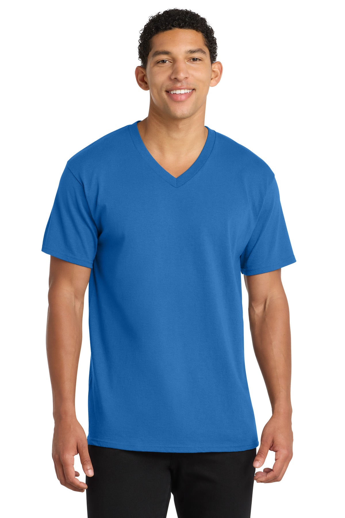 Port & Co Core Cotton V-Neck Tee. PC54V - Royal - front