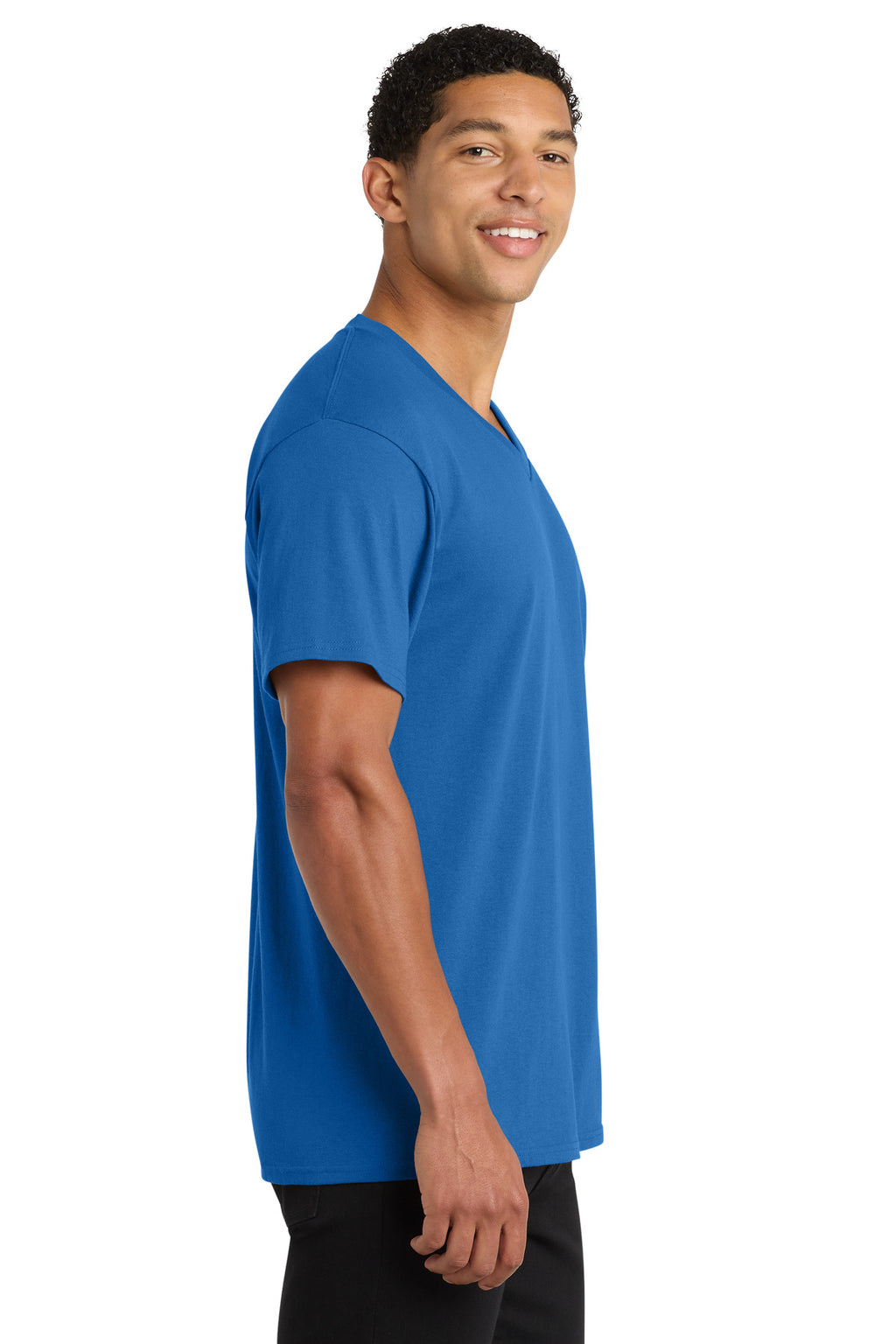 Port & Co Core Cotton V-Neck Tee. PC54V - Royal - side