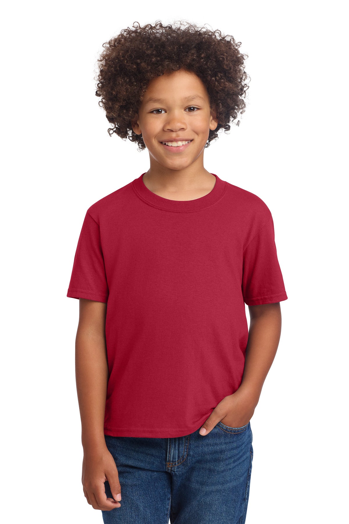 Port & Co Youth Core Cotton DTG Tee PC54YDTG - Red - front