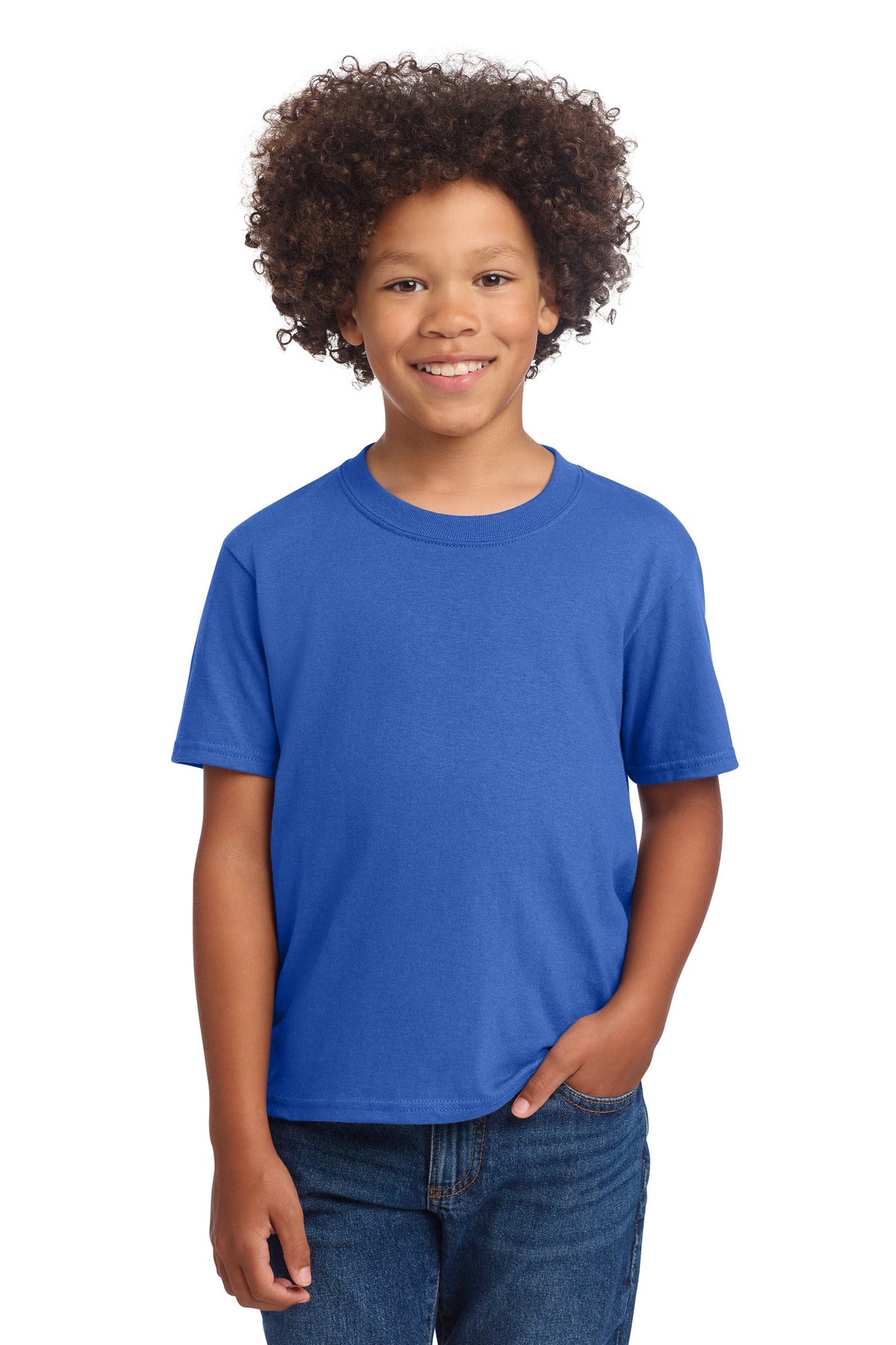 Port & Co Youth Core Cotton DTG Tee PC54YDTG - Royal - front