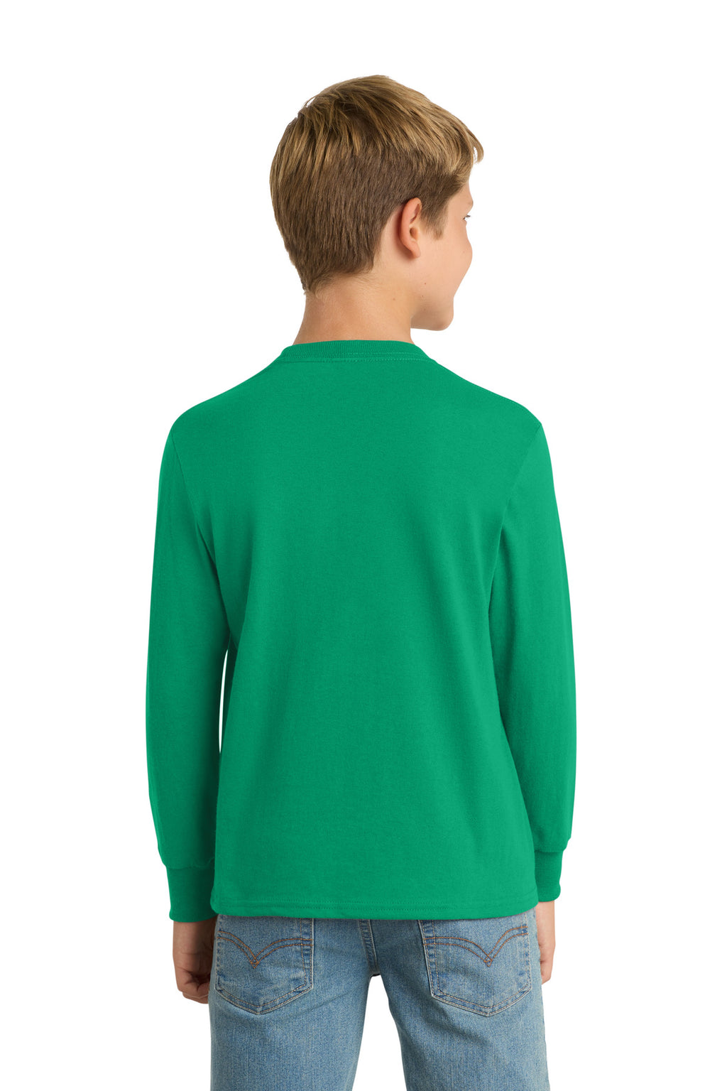 Port & Co Youth Long Sleeve Core Cotton Tee. PC54YLS - Kelly - back