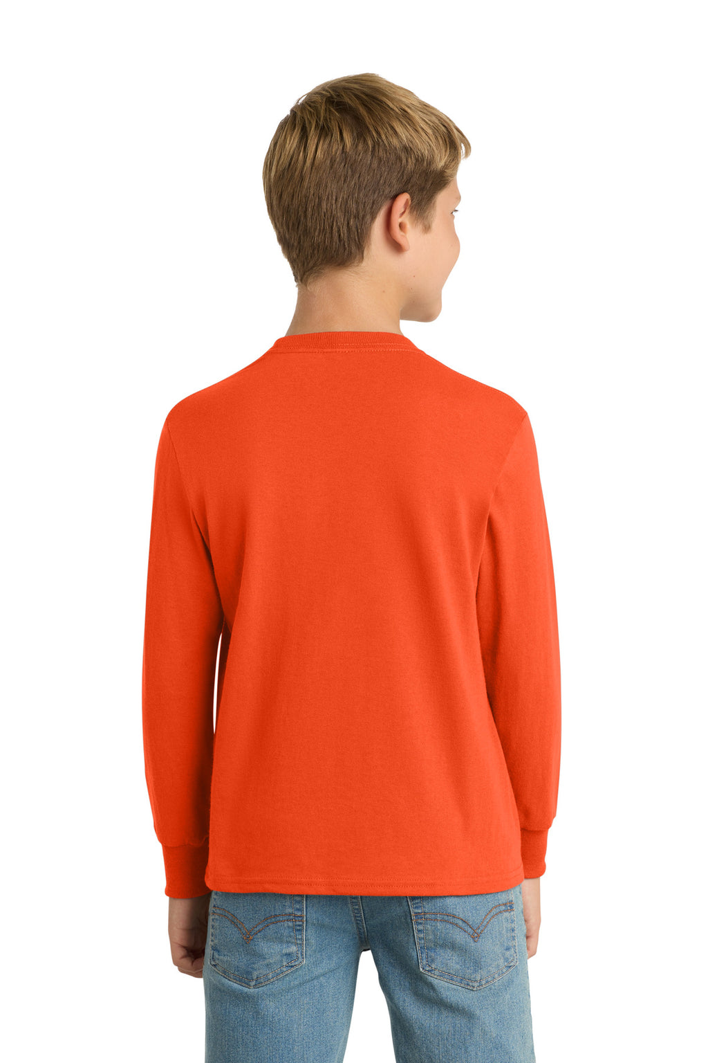 Port & Co Youth Long Sleeve Core Cotton Tee. PC54YLS - Orange - back